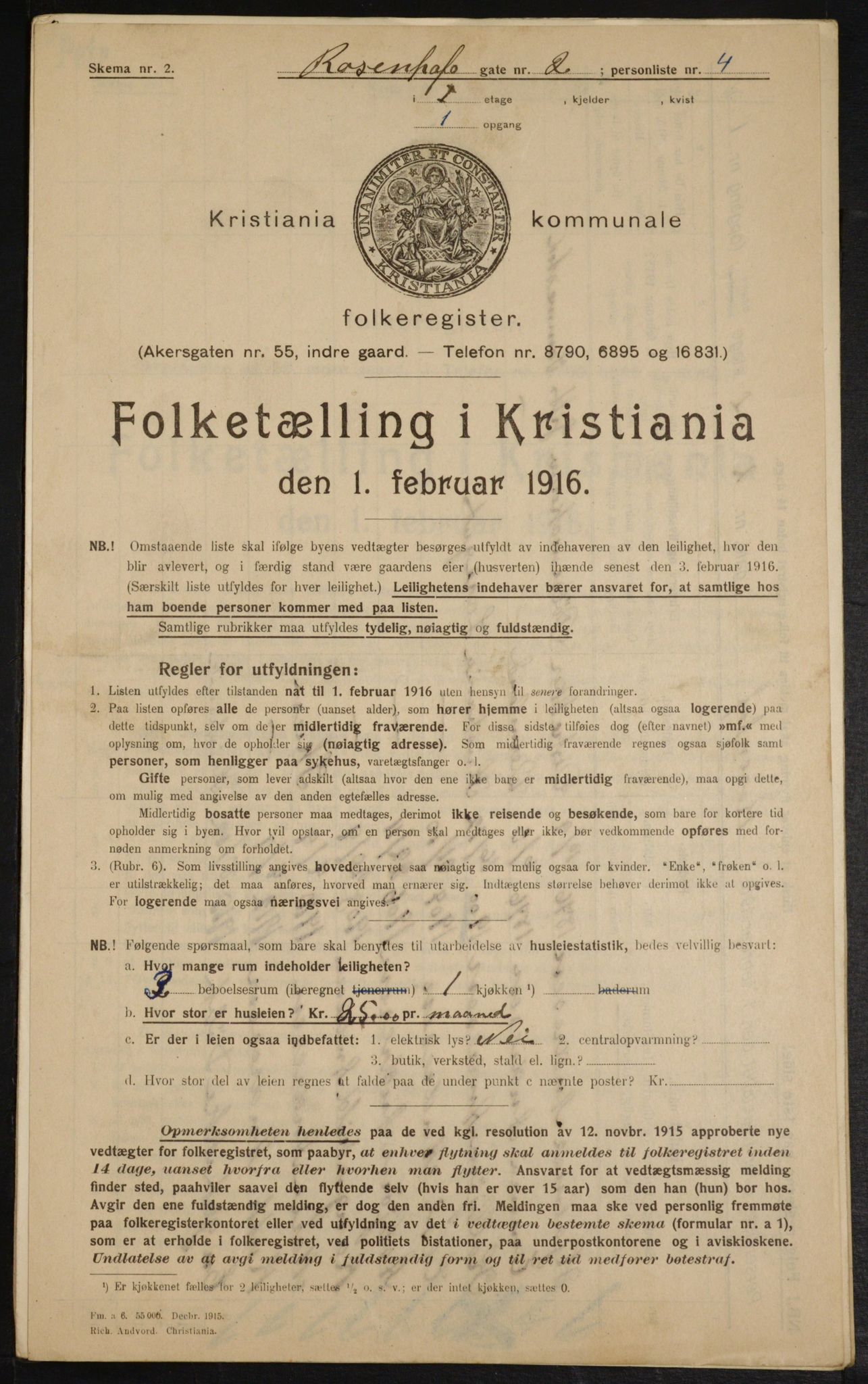 OBA, Kommunal folketelling 1.2.1916 for Kristiania, 1916, s. 85842