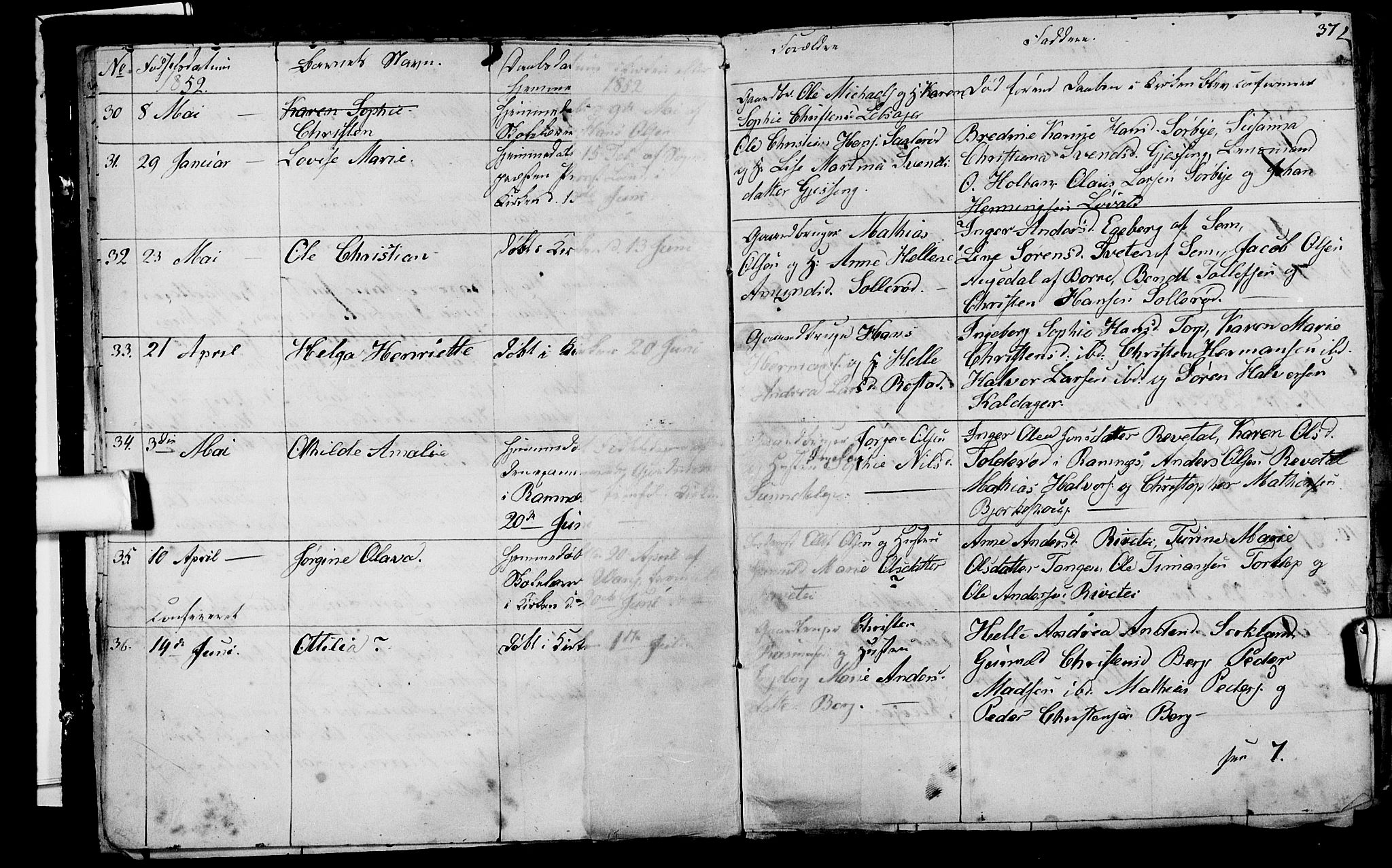 Våle kirkebøker, AV/SAKO-A-334/G/Ga/L0002: Klokkerbok nr. I 2, 1851-1863, s. 36-37