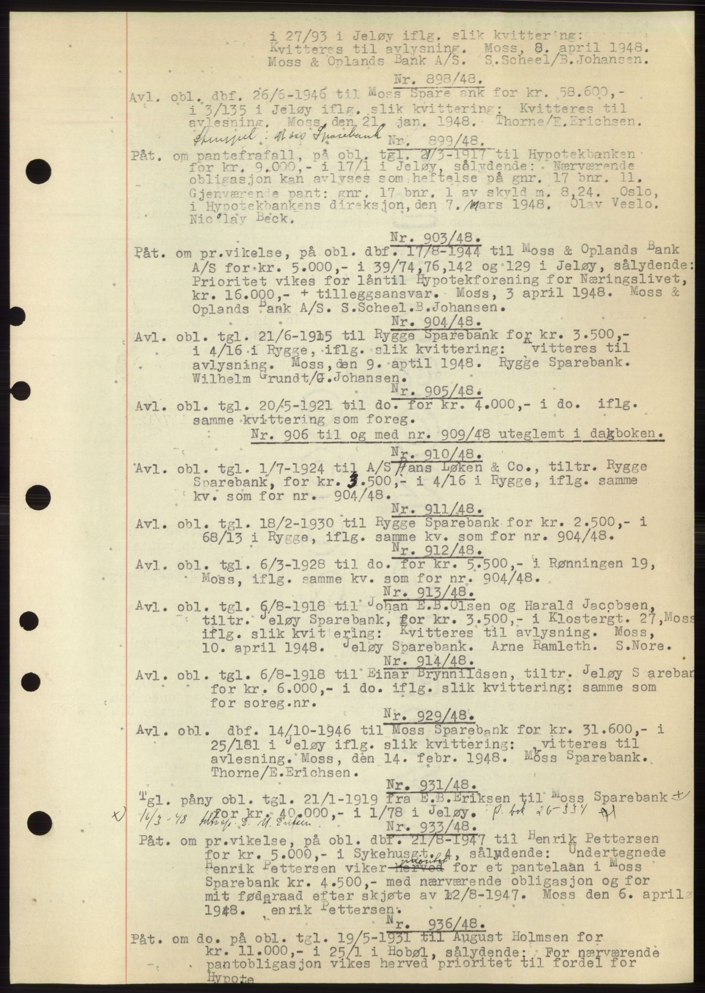 Moss sorenskriveri, SAO/A-10168: Pantebok nr. C10, 1938-1950, Dagboknr: 893/1948