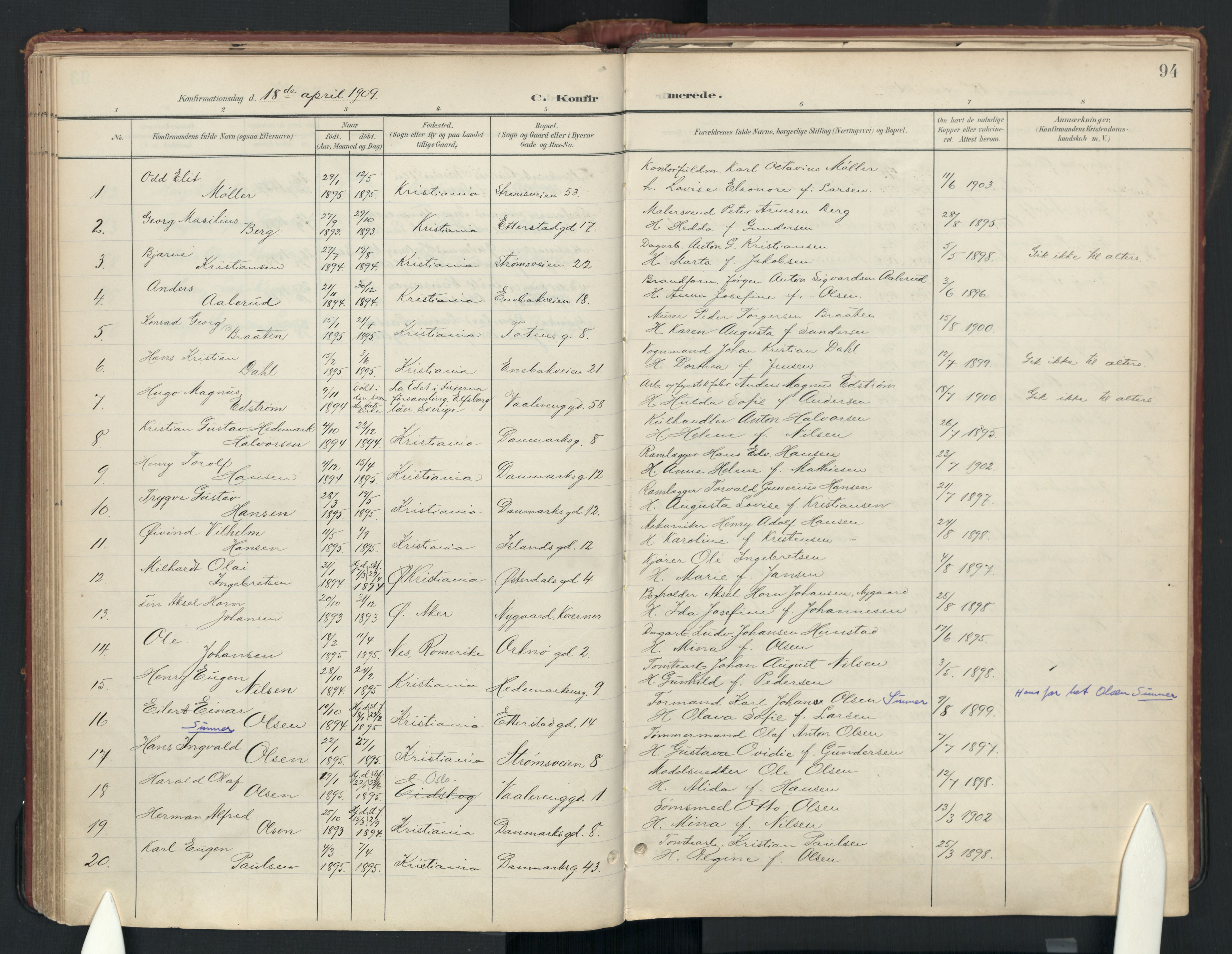 Vålerengen prestekontor Kirkebøker, AV/SAO-A-10878: Ministerialbok nr. 3a, 1900-1925, s. 94