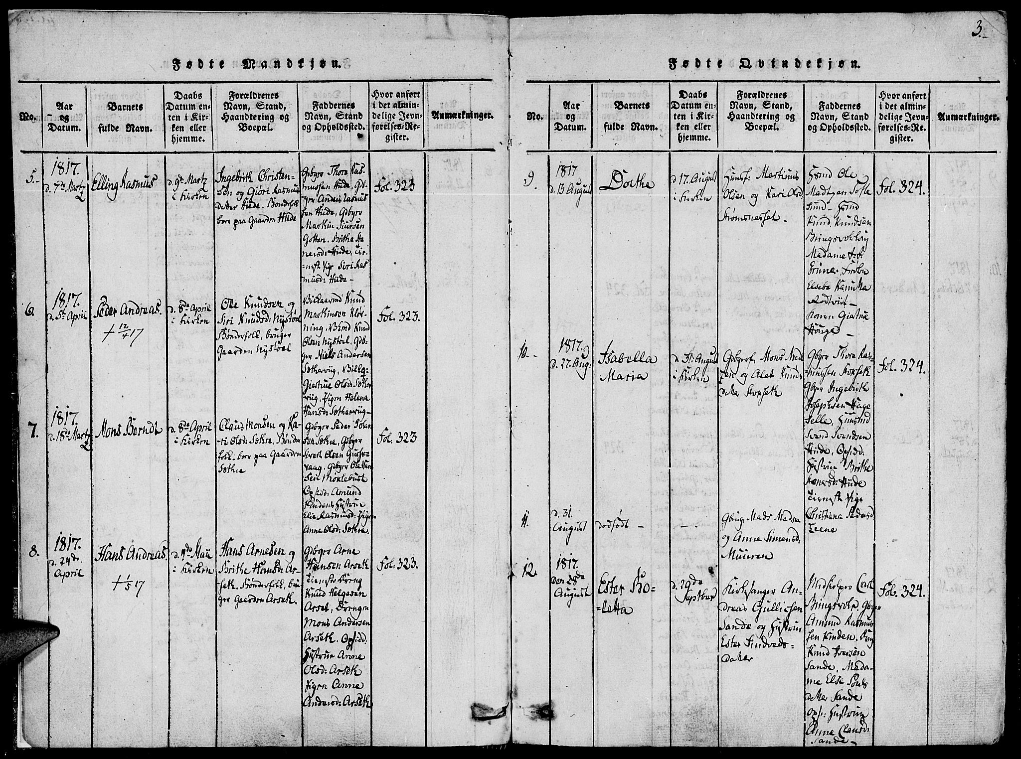 Ministerialprotokoller, klokkerbøker og fødselsregistre - Møre og Romsdal, AV/SAT-A-1454/503/L0033: Ministerialbok nr. 503A01, 1816-1841, s. 3