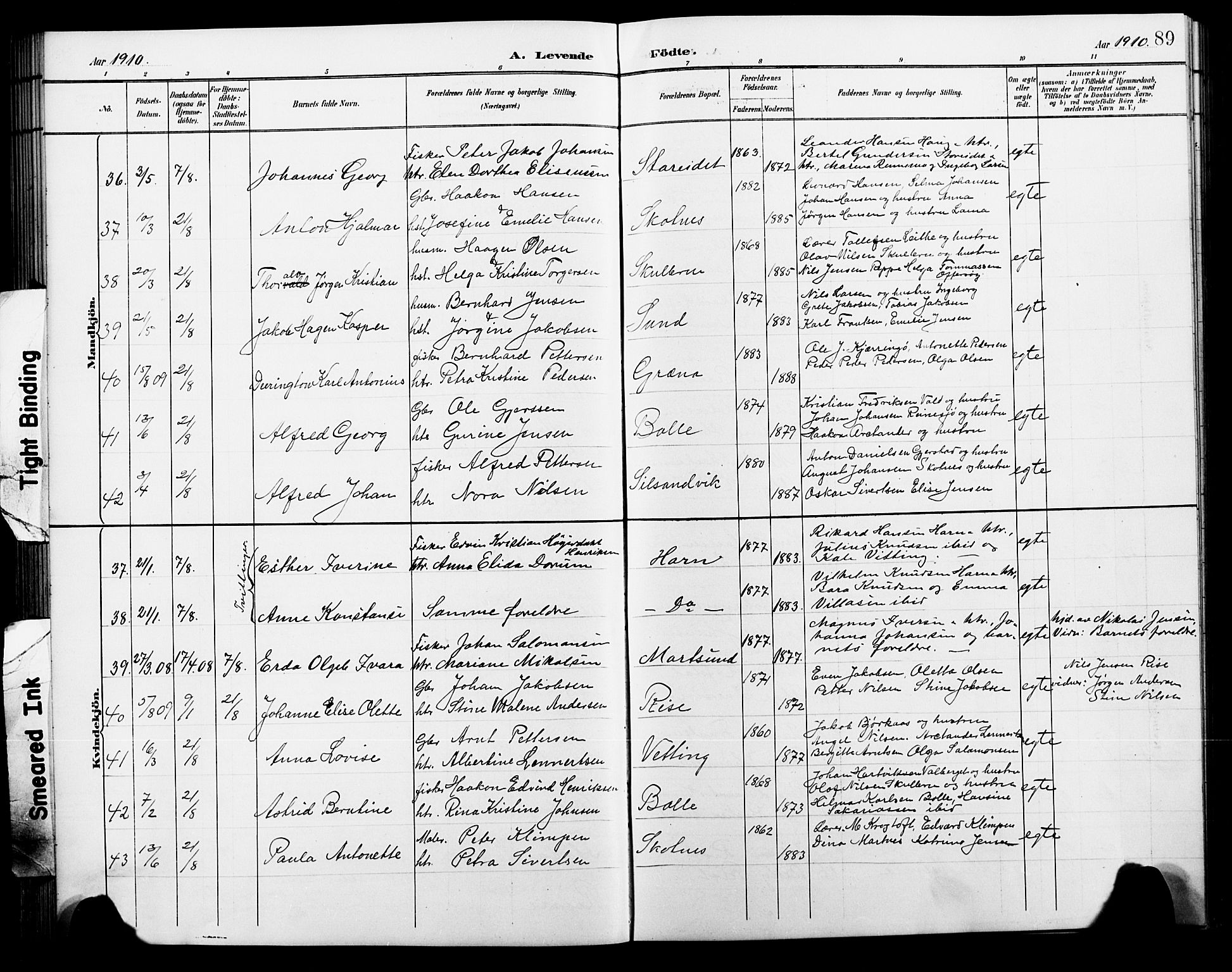 Ministerialprotokoller, klokkerbøker og fødselsregistre - Nordland, AV/SAT-A-1459/881/L1168: Klokkerbok nr. 881C05, 1900-1911, s. 89