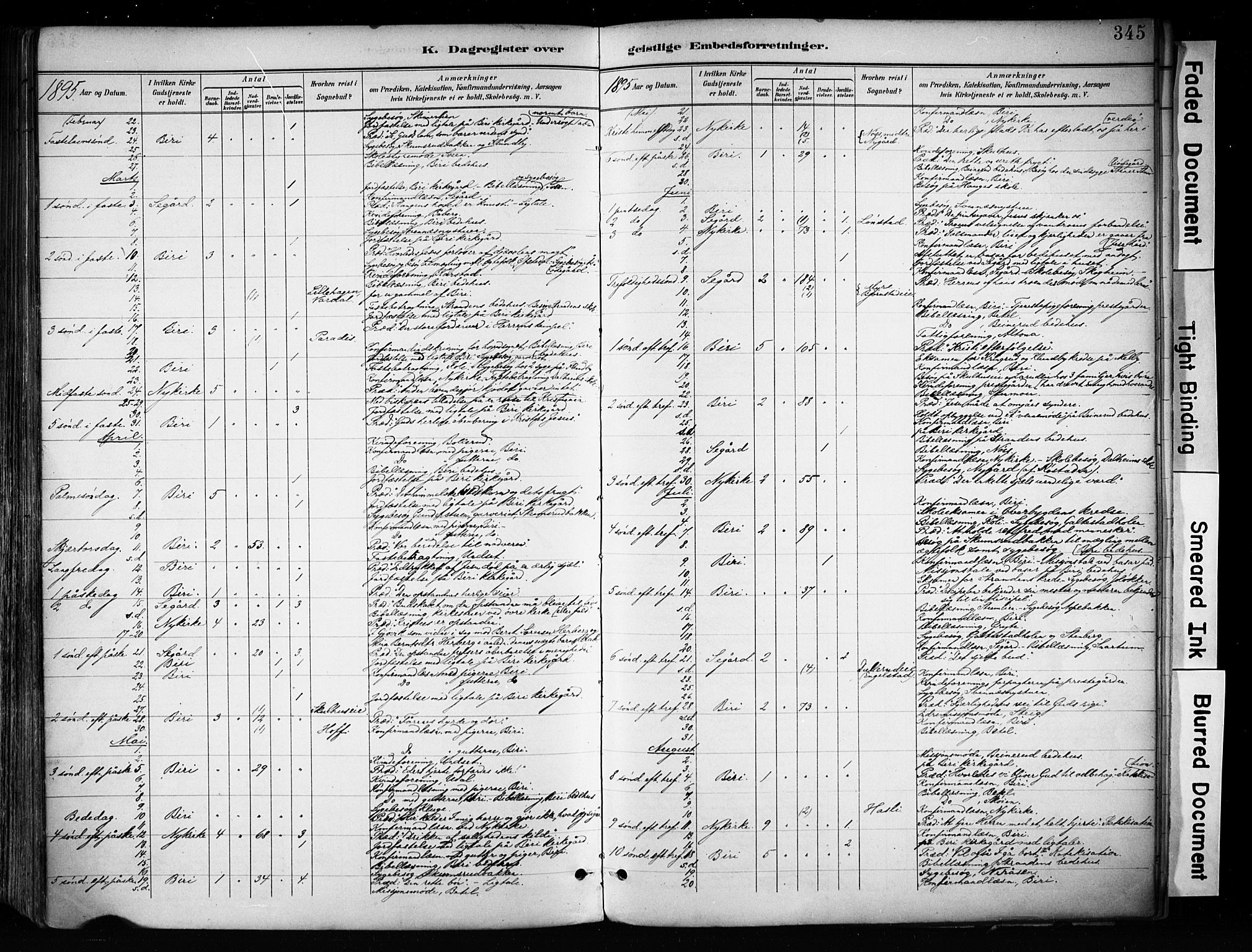 Biri prestekontor, AV/SAH-PREST-096/H/Ha/Haa/L0009: Ministerialbok nr. 9, 1887-1900, s. 345