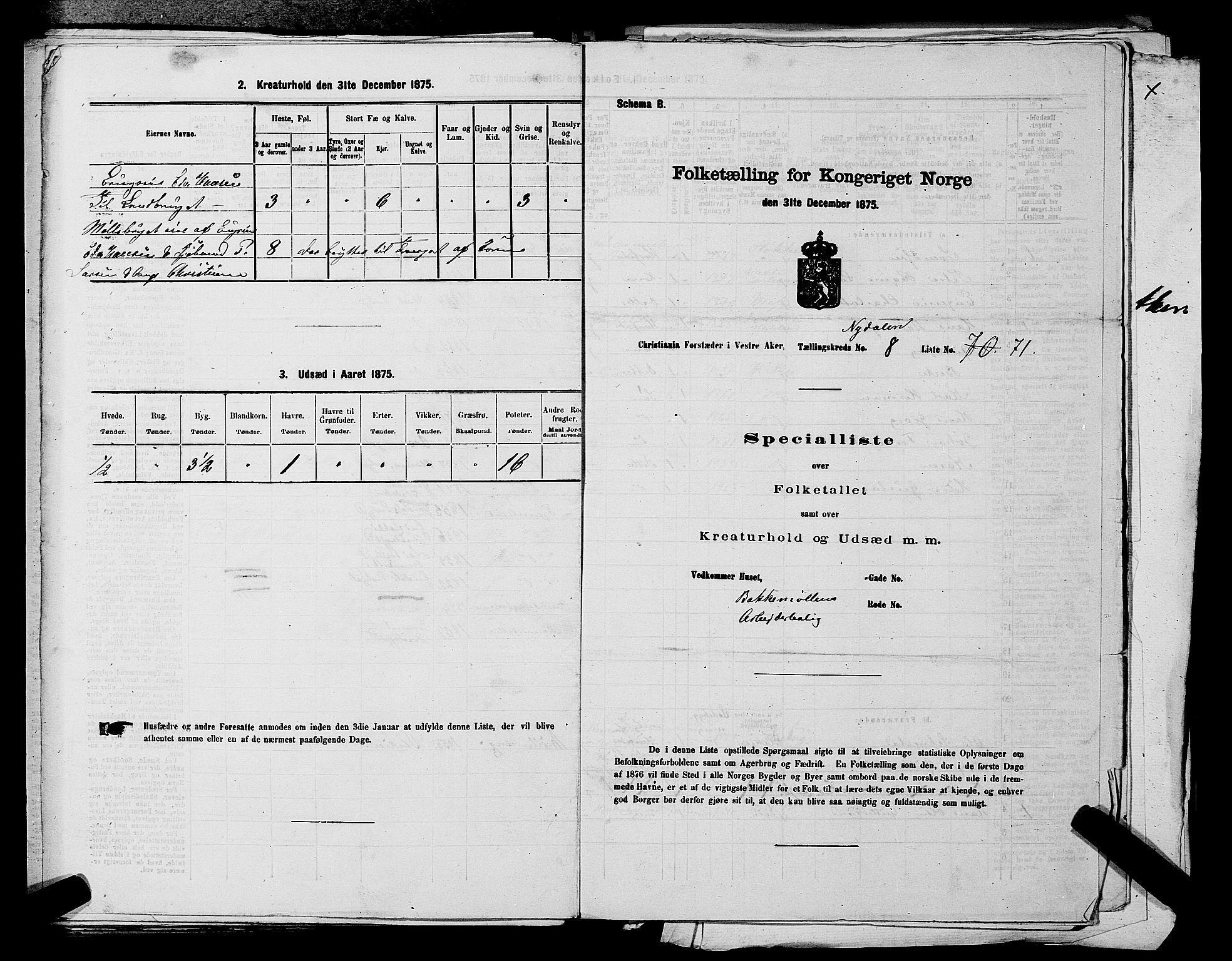 RA, Folketelling 1875 for 0218aP Vestre Aker prestegjeld, 1875, s. 1499