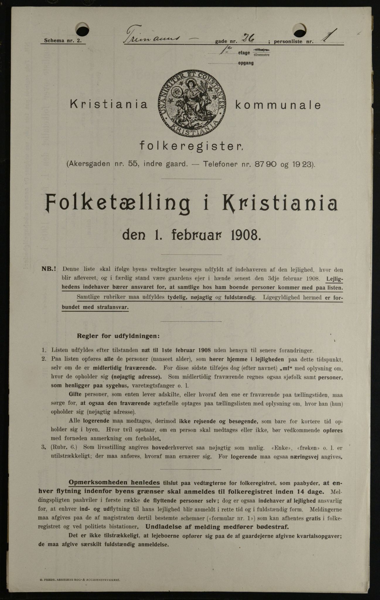 OBA, Kommunal folketelling 1.2.1908 for Kristiania kjøpstad, 1908, s. 24412