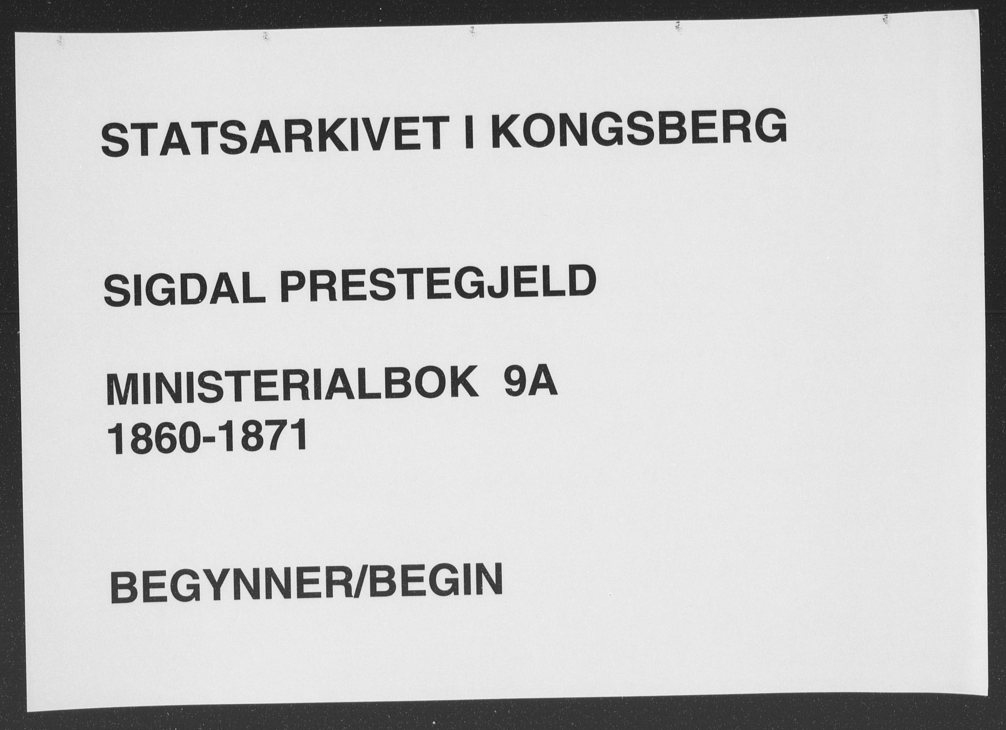 Sigdal kirkebøker, AV/SAKO-A-245/F/Fa/L0009a: Ministerialbok nr. I 9A, 1860-1871