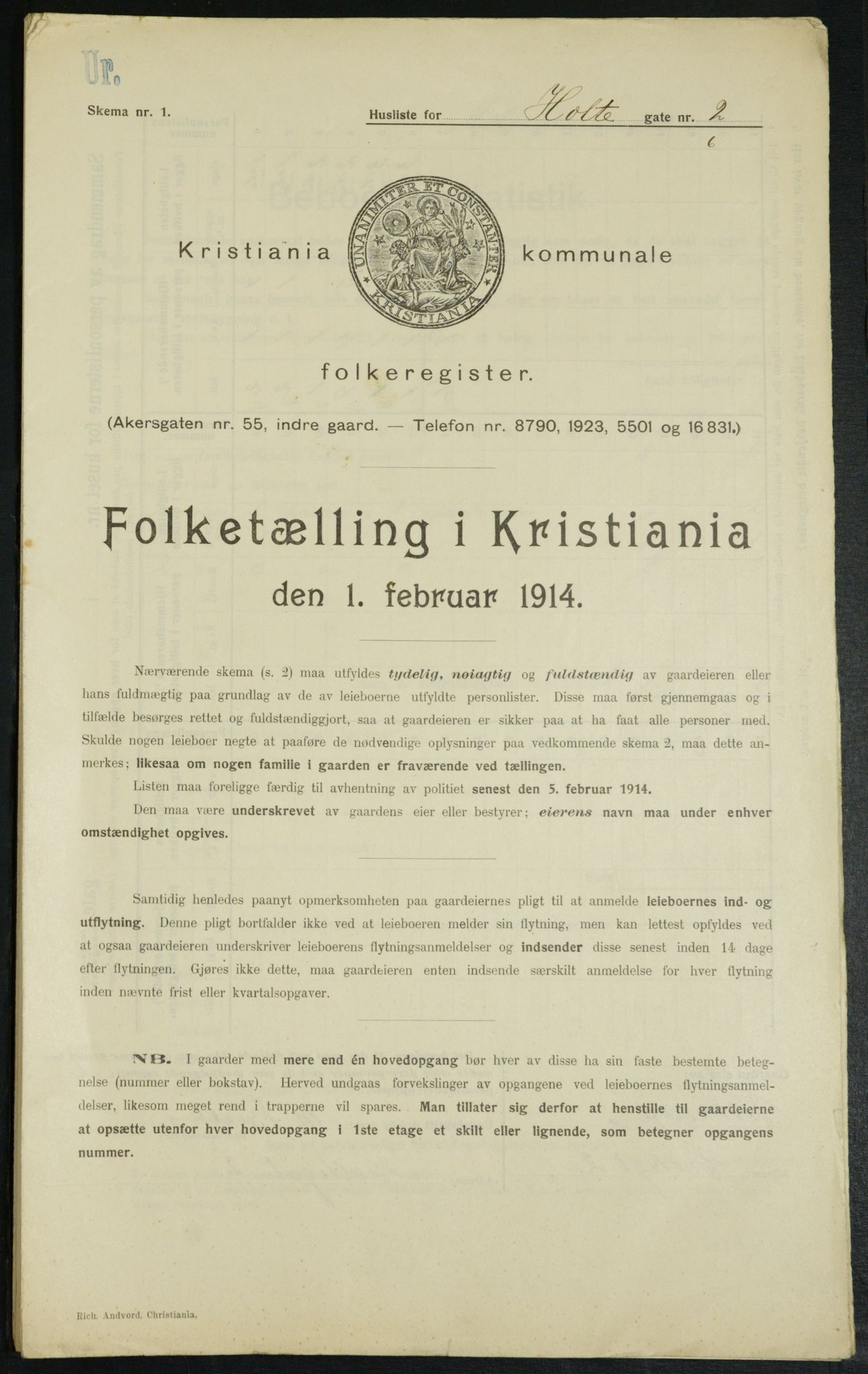 OBA, Kommunal folketelling 1.2.1914 for Kristiania, 1914, s. 41181