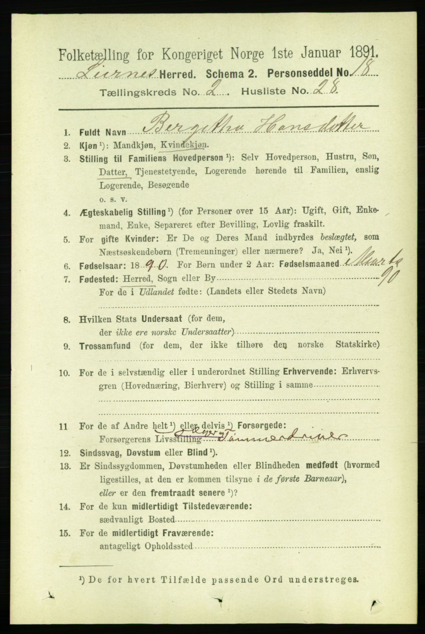 RA, Folketelling 1891 for 1737 Lierne herred, 1891, s. 748