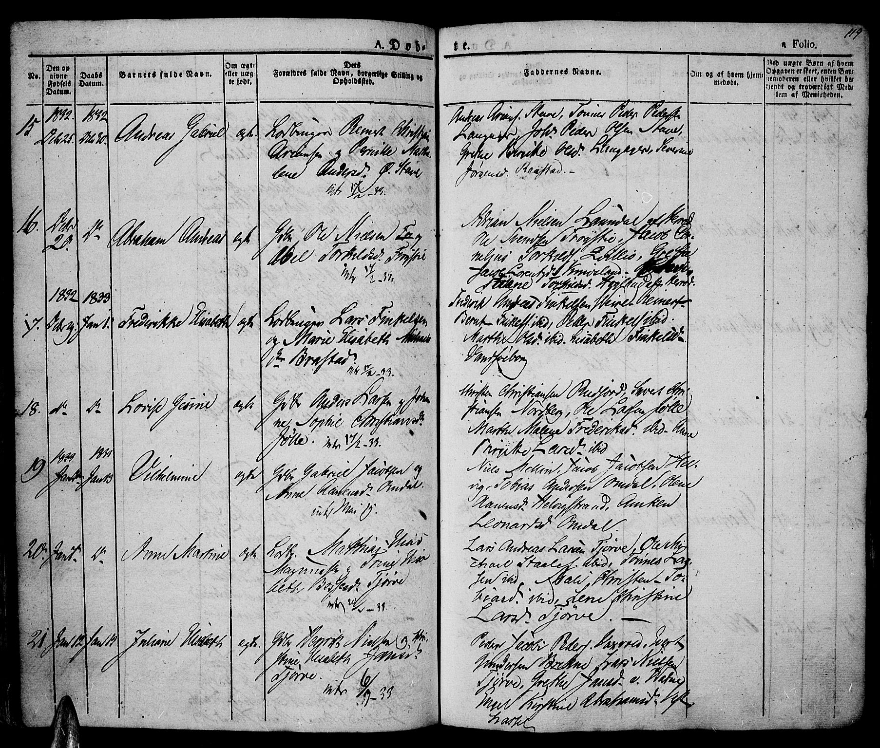 Lista sokneprestkontor, AV/SAK-1111-0027/F/Fa/L0008: Ministerialbok nr. A 8, 1823-1835, s. 119