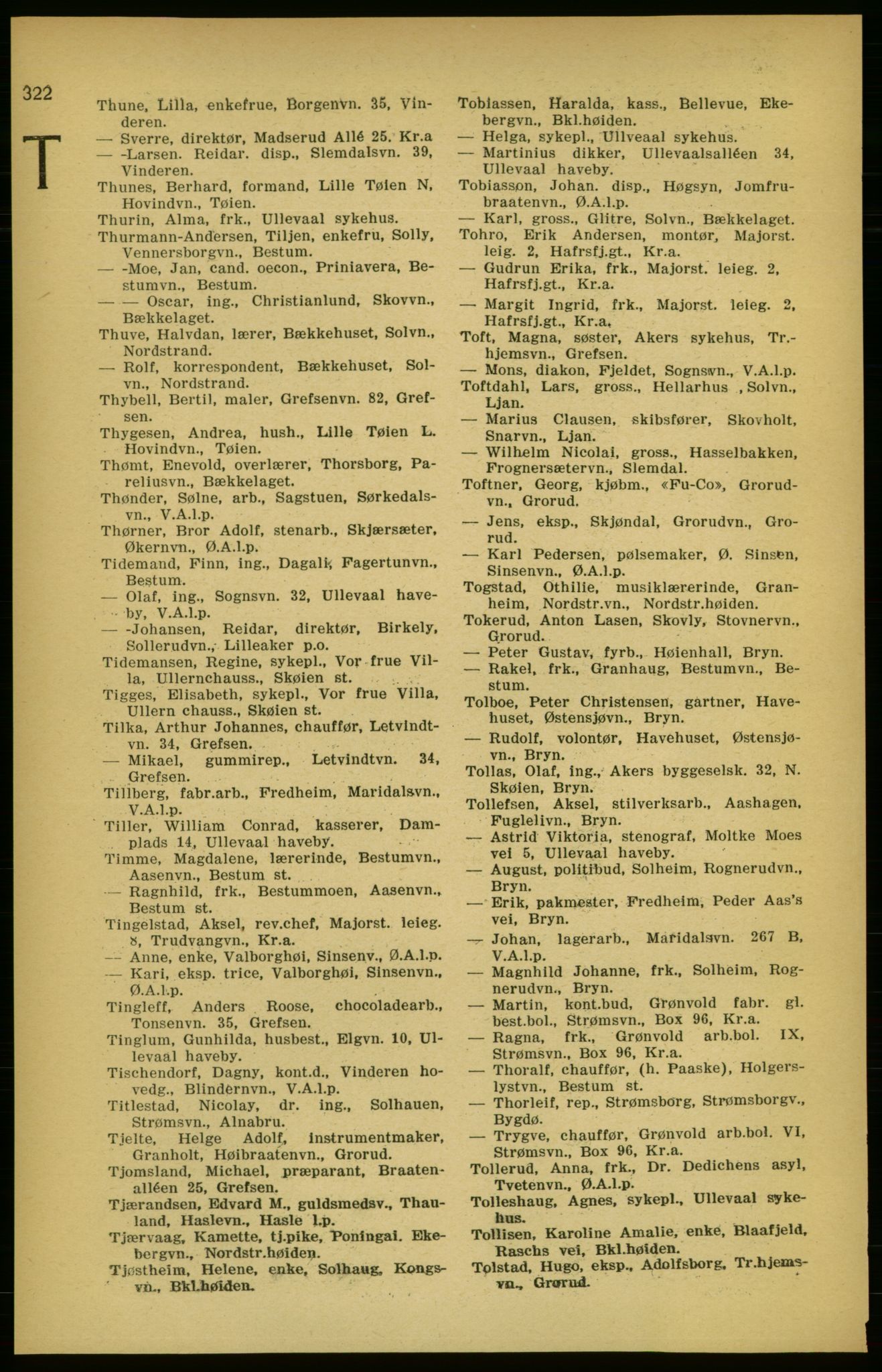 Aker adressebok/adressekalender, PUBL/001/A/003: Akers adressekalender, 1924-1925, s. 322