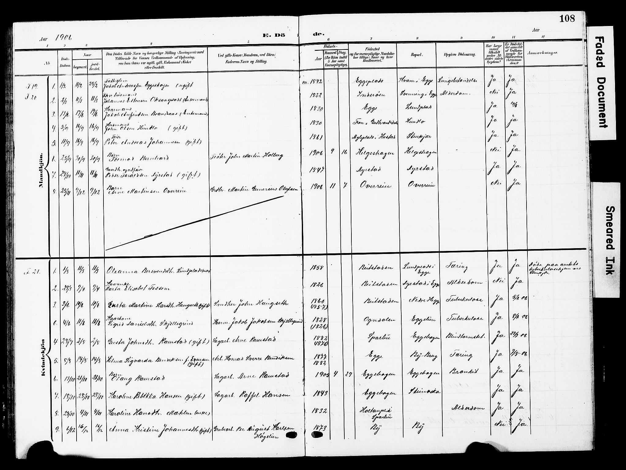 Ministerialprotokoller, klokkerbøker og fødselsregistre - Nord-Trøndelag, SAT/A-1458/740/L0381: Klokkerbok nr. 740C02, 1903-1914, s. 108