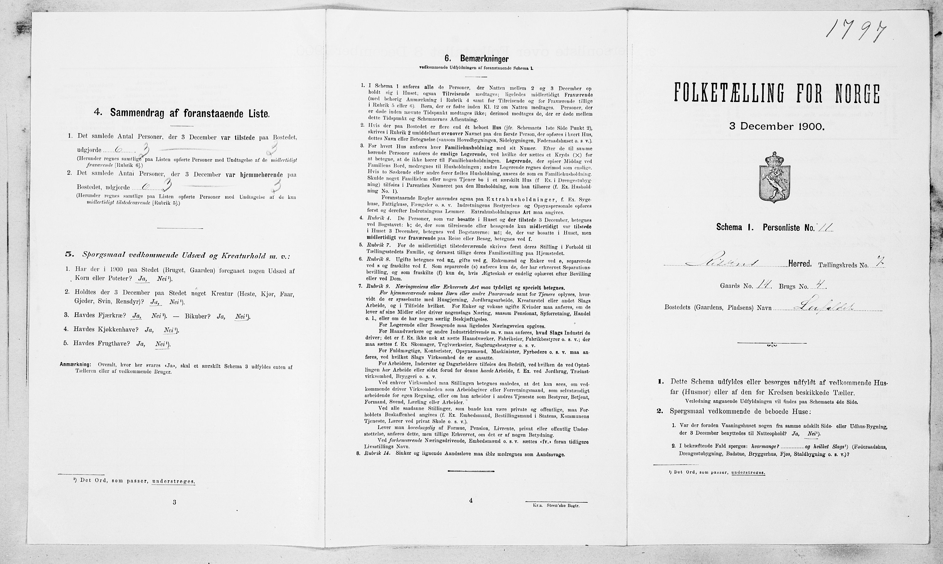SAT, Folketelling 1900 for 1624 Rissa herred, 1900, s. 825