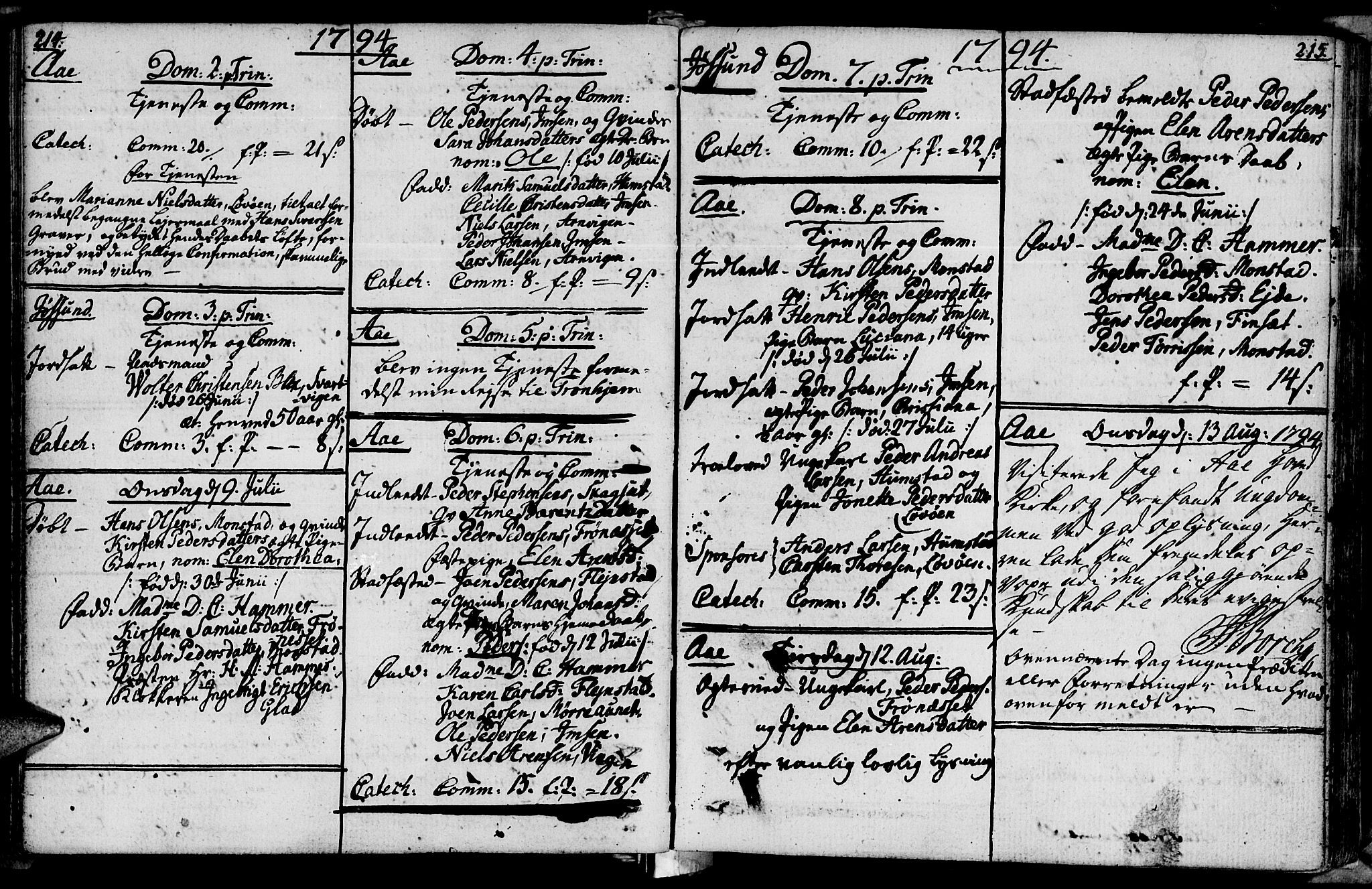 Ministerialprotokoller, klokkerbøker og fødselsregistre - Sør-Trøndelag, SAT/A-1456/655/L0673: Ministerialbok nr. 655A02, 1780-1801, s. 214-215
