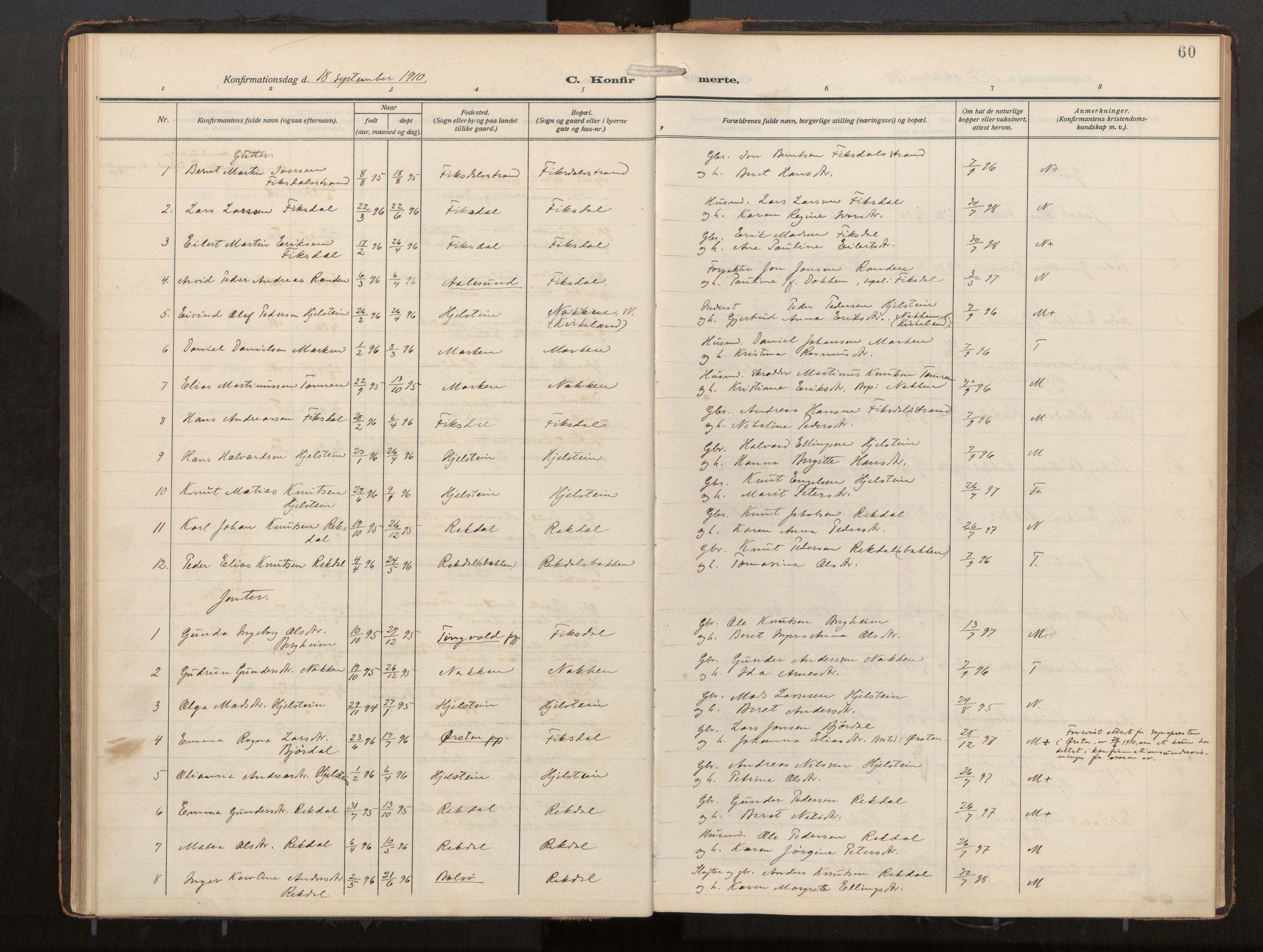 Ministerialprotokoller, klokkerbøker og fødselsregistre - Møre og Romsdal, AV/SAT-A-1454/540/L0540b: Ministerialbok nr. 540A03, 1909-1932, s. 60