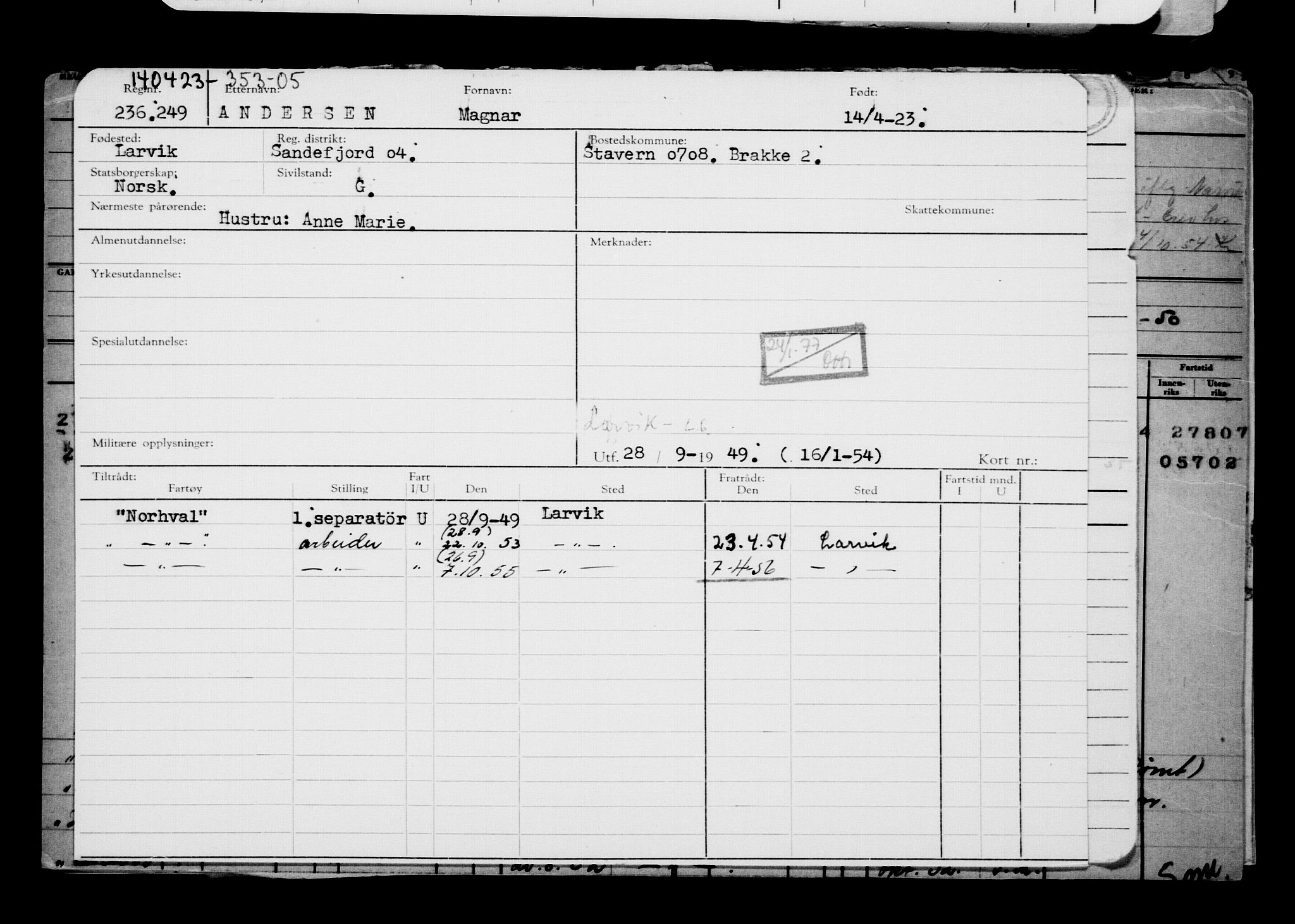 Direktoratet for sjømenn, AV/RA-S-3545/G/Gb/L0217: Hovedkort, 1923, s. 743