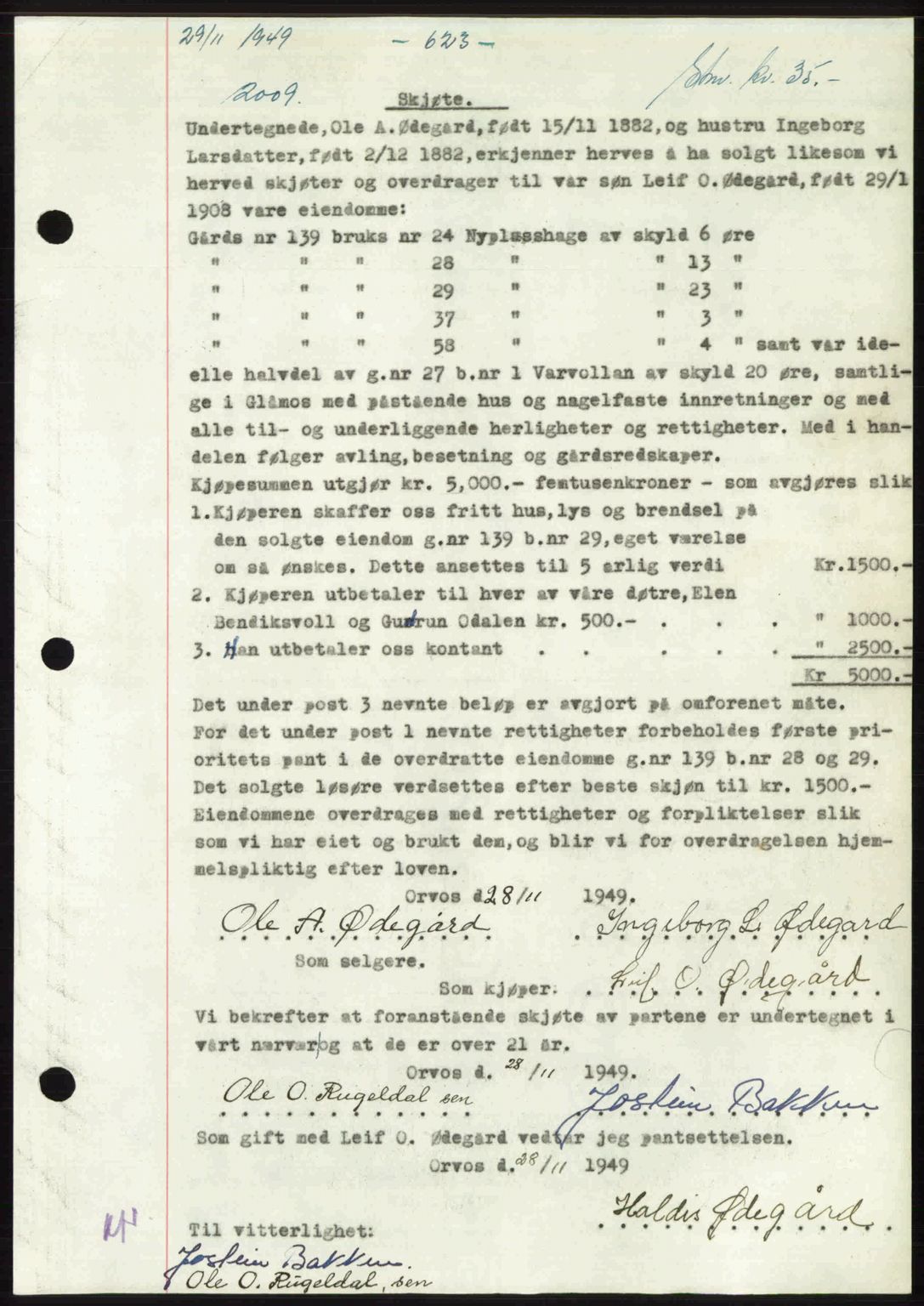 Gauldal sorenskriveri, SAT/A-0014/1/2/2C: Pantebok nr. A9, 1949-1950, Dagboknr: 2009/1949