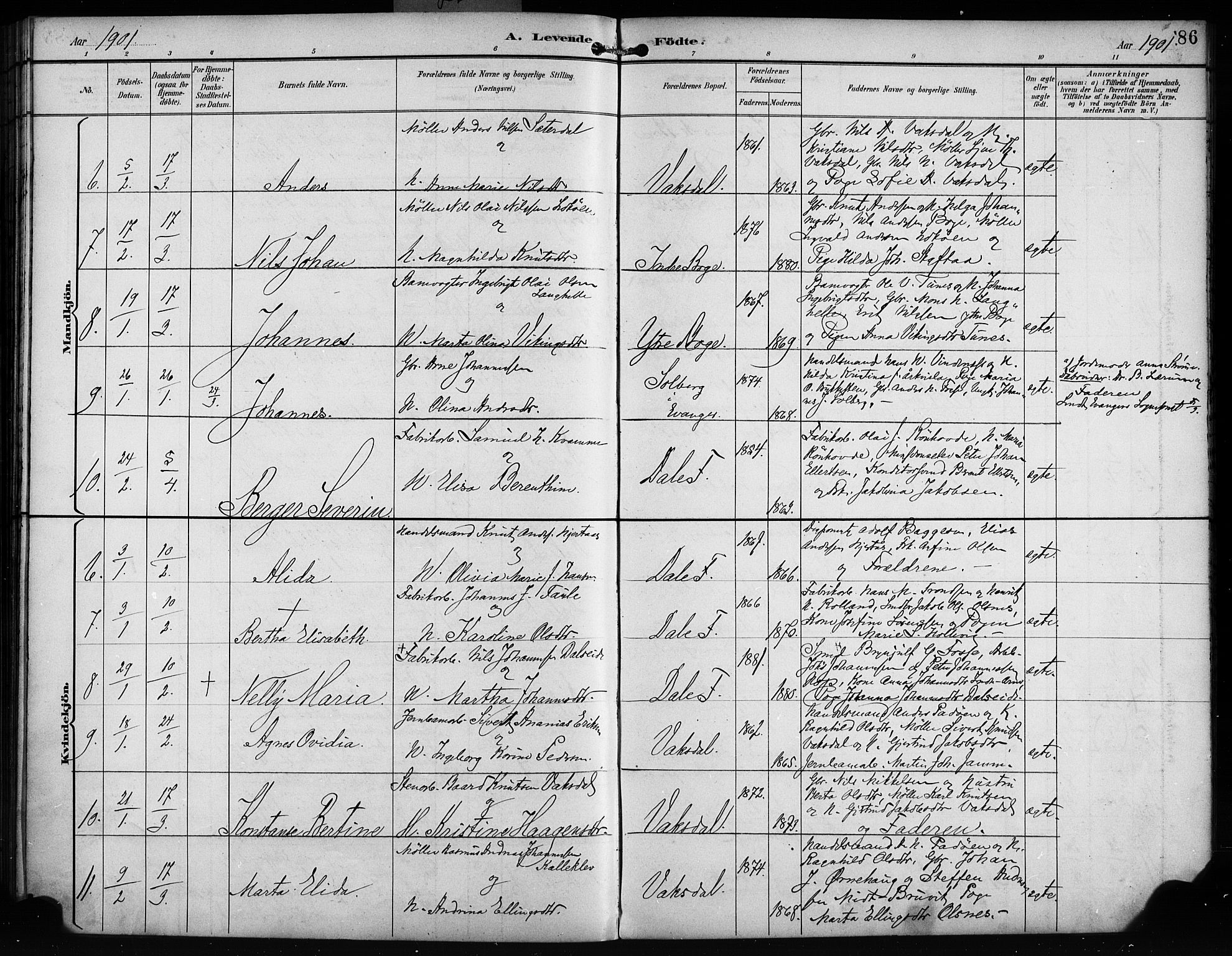 Bruvik Sokneprestembete, AV/SAB-A-74701/H/Haa: Ministerialbok nr. B 2, 1893-1903, s. 86