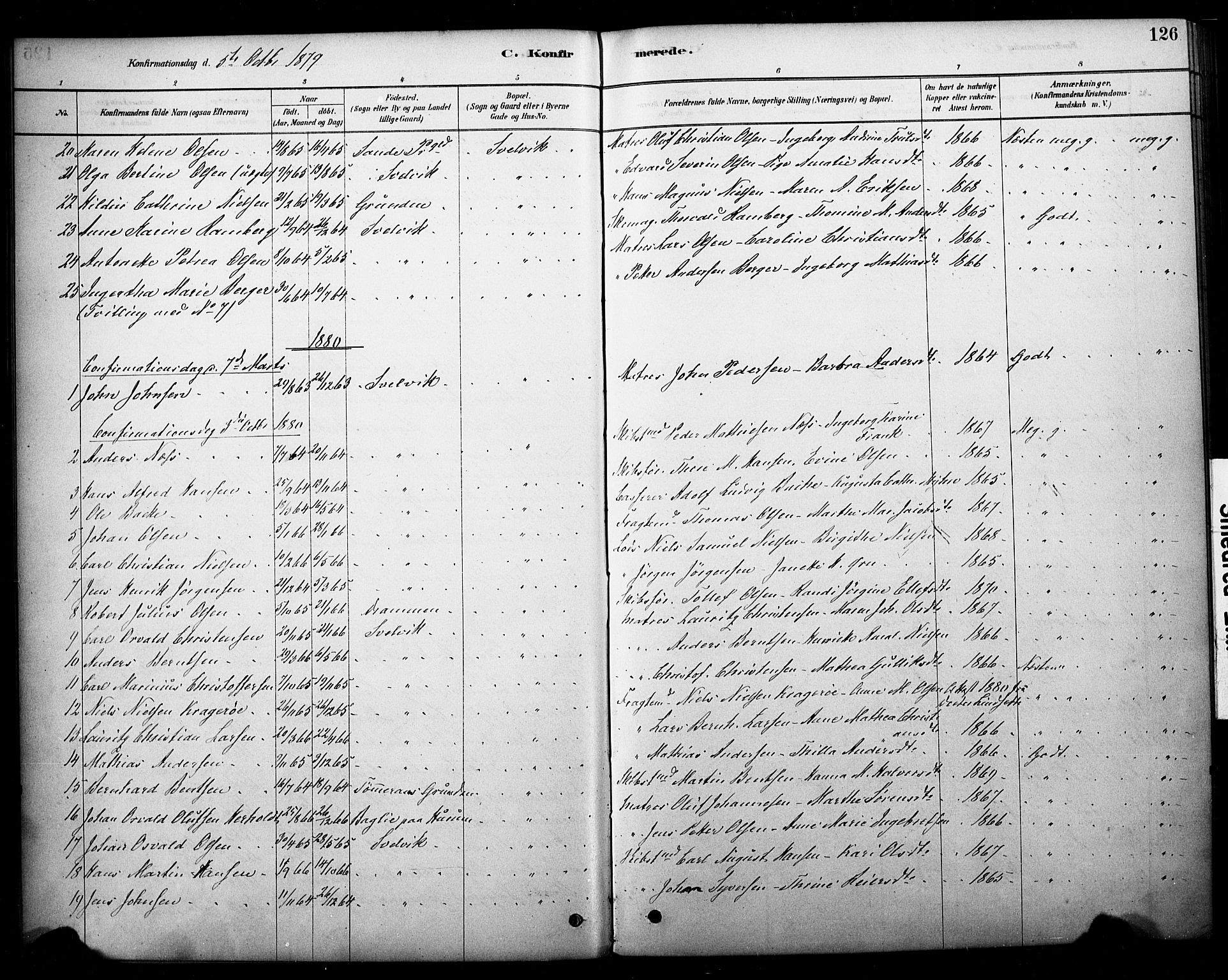 Strømm kirkebøker, AV/SAKO-A-322/F/Fb/L0001: Ministerialbok nr. II 1, 1878-1899, s. 126