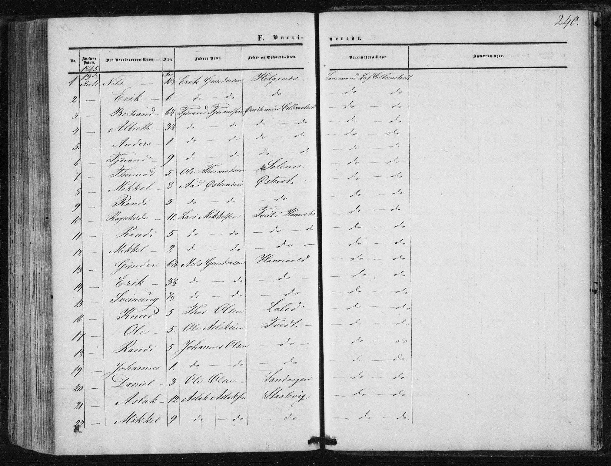 Suldal sokneprestkontor, AV/SAST-A-101845/01/IV/L0009: Ministerialbok nr. A 9, 1854-1868, s. 240