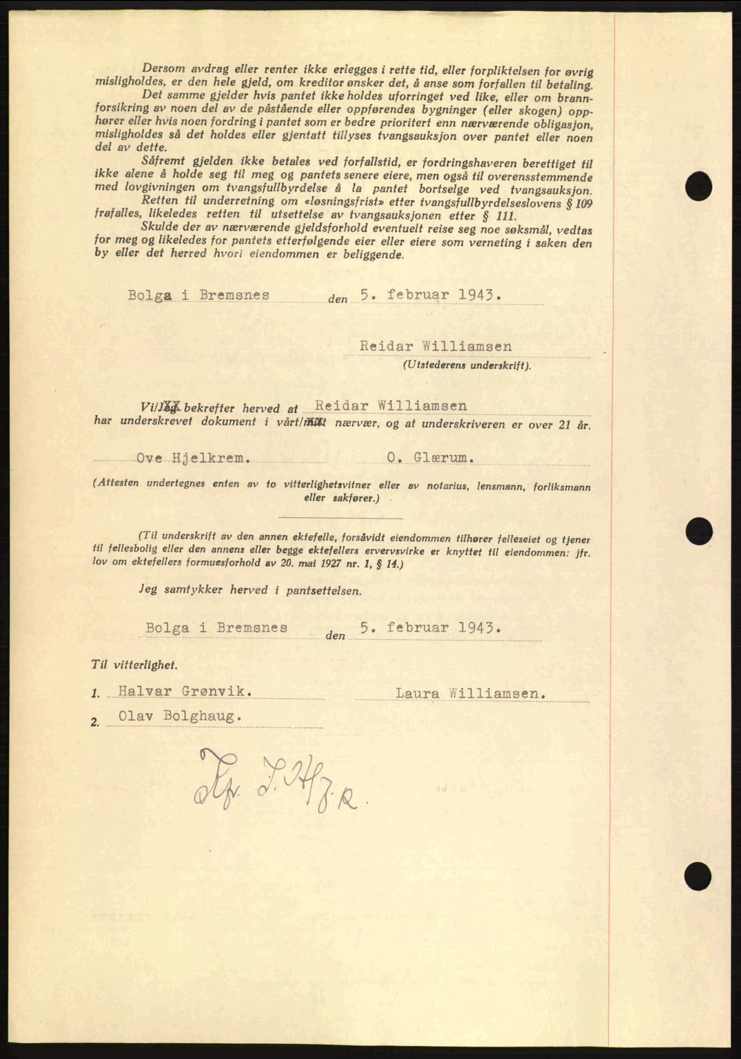 Nordmøre sorenskriveri, AV/SAT-A-4132/1/2/2Ca: Pantebok nr. B90, 1942-1943, Dagboknr: 320/1943