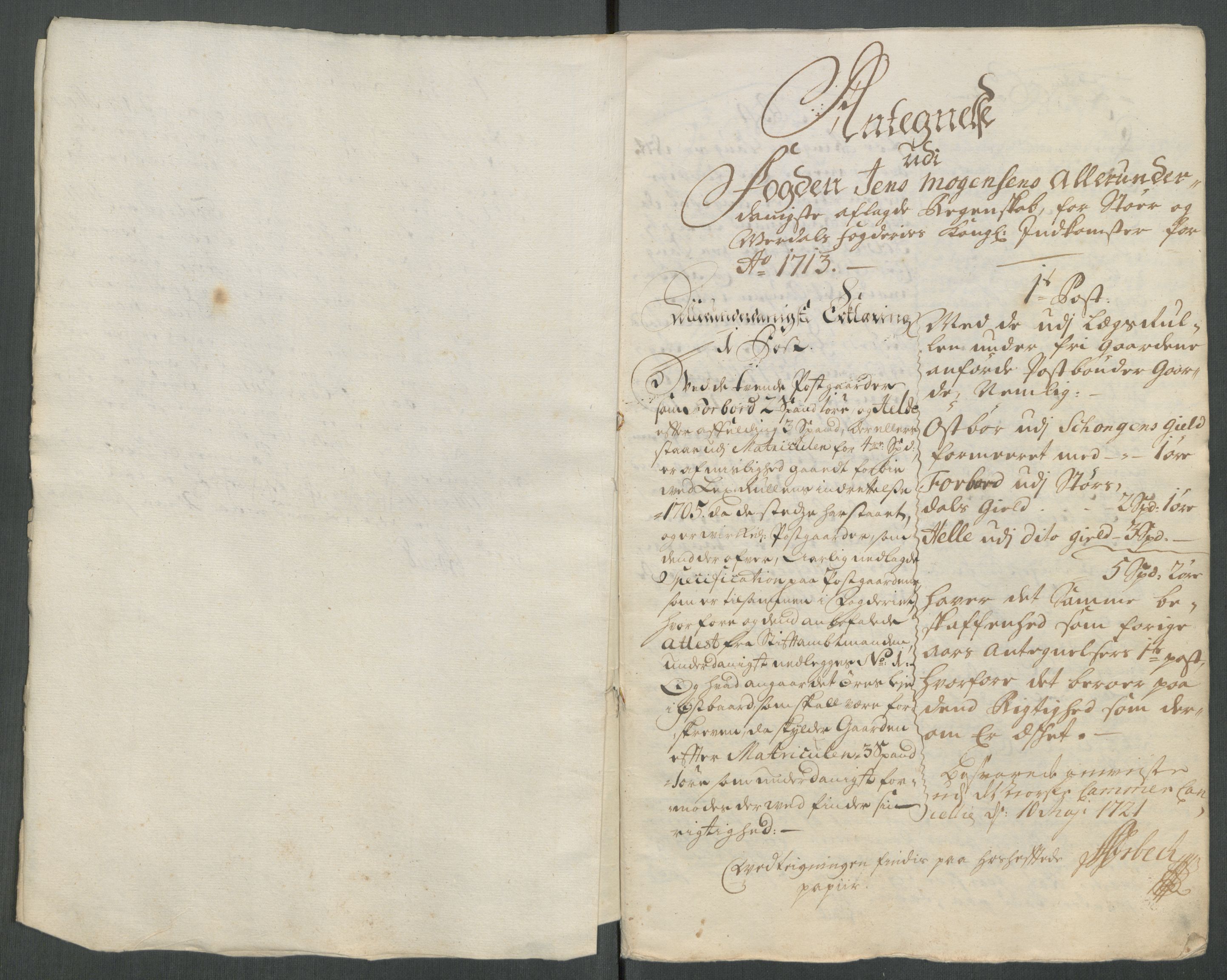 Rentekammeret inntil 1814, Reviderte regnskaper, Fogderegnskap, RA/EA-4092/R62/L4203: Fogderegnskap Stjørdal og Verdal, 1713, s. 318