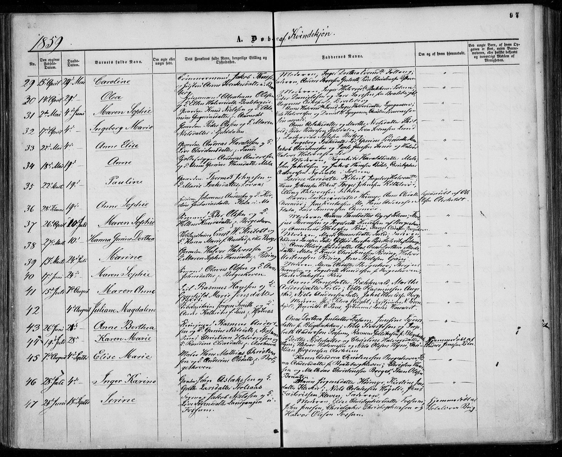Gjerpen kirkebøker, AV/SAKO-A-265/F/Fa/L0008a: Ministerialbok nr. I 8A, 1857-1871, s. 97