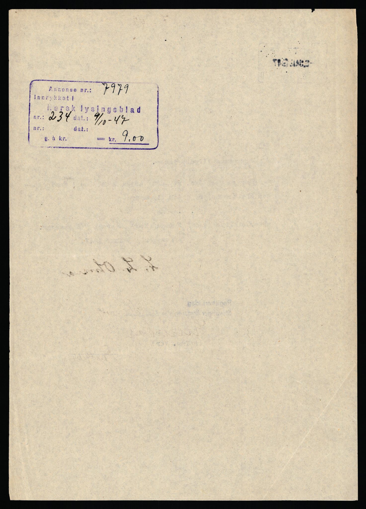 Stavanger byfogd, AV/SAST-A-101408/002/J/Jd/Jde/L0001: Registreringsmeldinger og bilag. Enkeltmannsforetak, 1-350, 1891-1967, s. 421