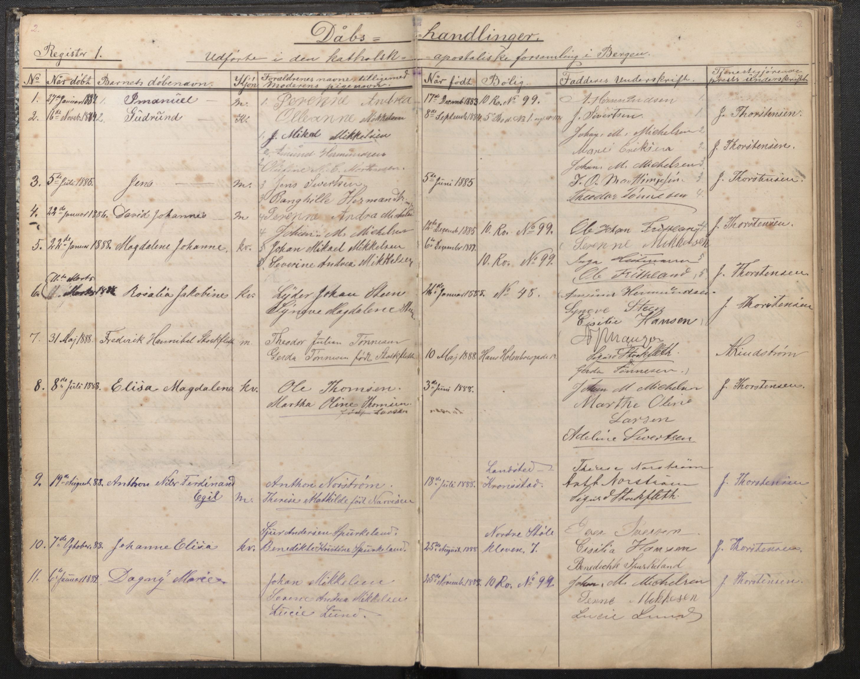 Den katolsk-apostoliske menighet, AV/SAB-SAB/PA-0331/F/L0002: Dissenterprotokoll nr. 2, 1884-1947, s. 2-3