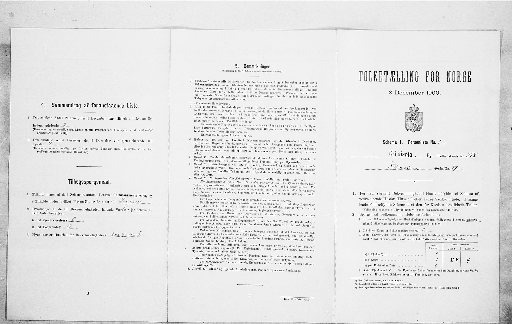 SAO, Folketelling 1900 for 0301 Kristiania kjøpstad, 1900, s. 85987