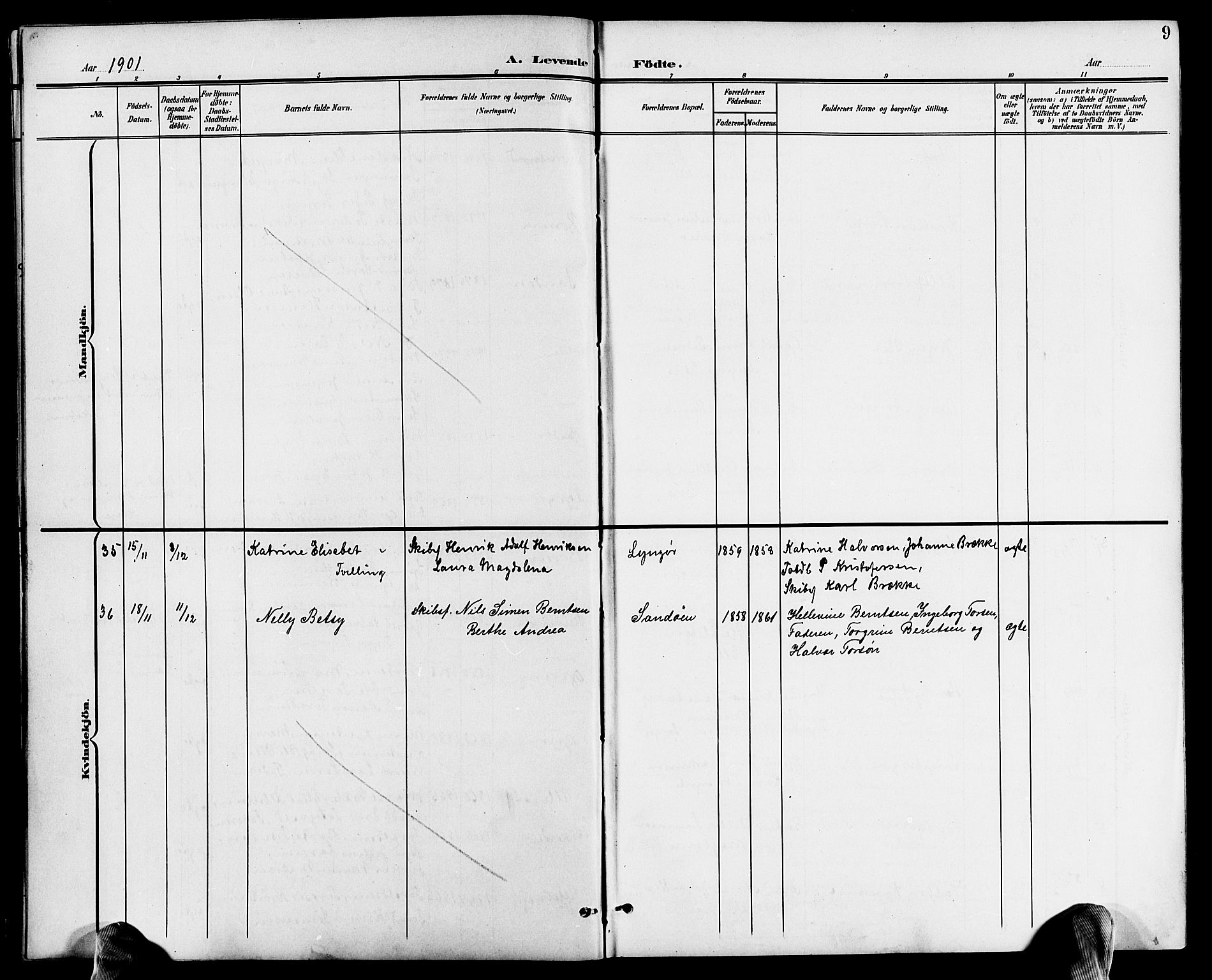 Dypvåg sokneprestkontor, AV/SAK-1111-0007/F/Fb/Fba/L0014: Klokkerbok nr. B 14, 1901-1922, s. 9