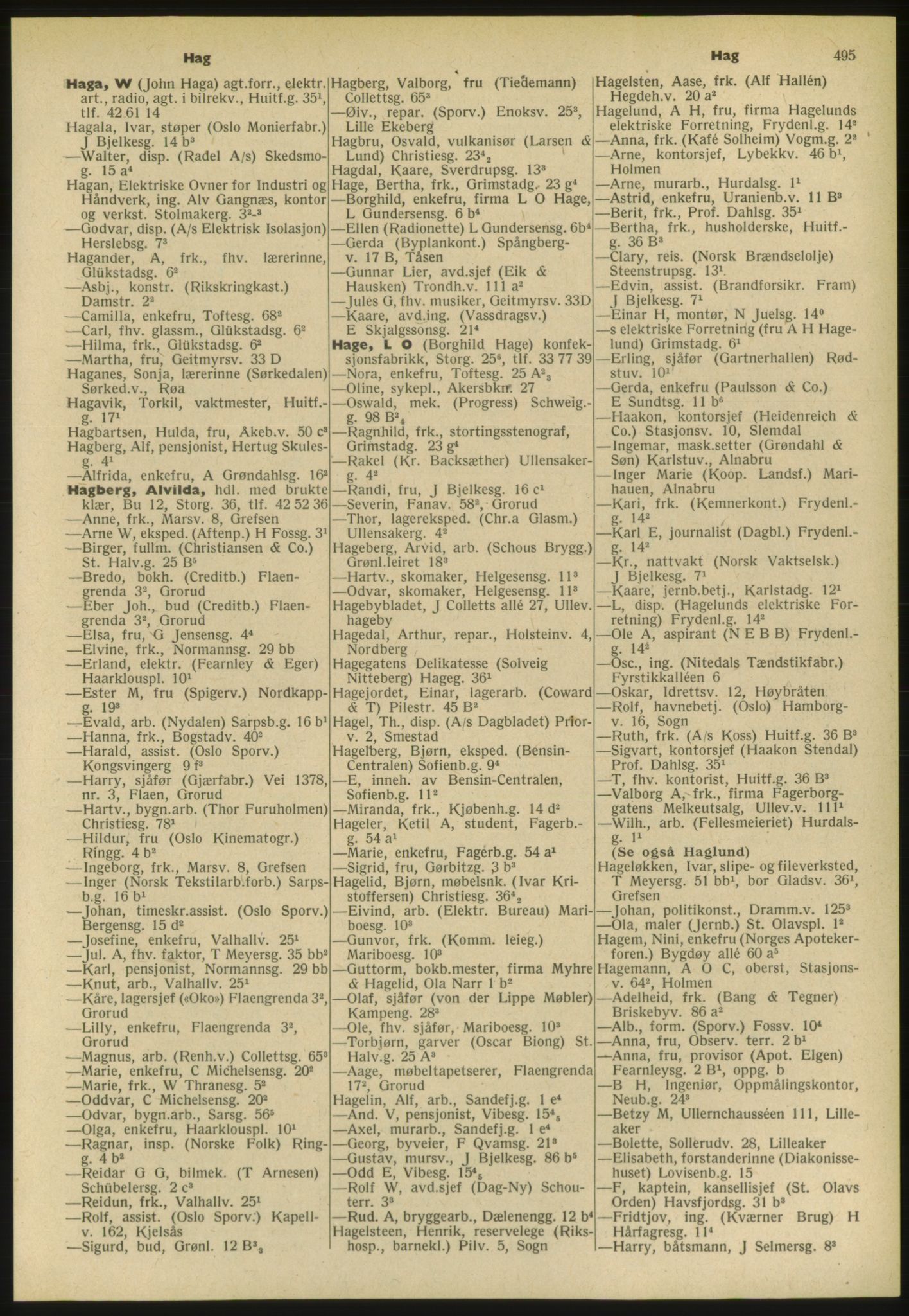 Kristiania/Oslo adressebok, PUBL/-, 1952, s. 495