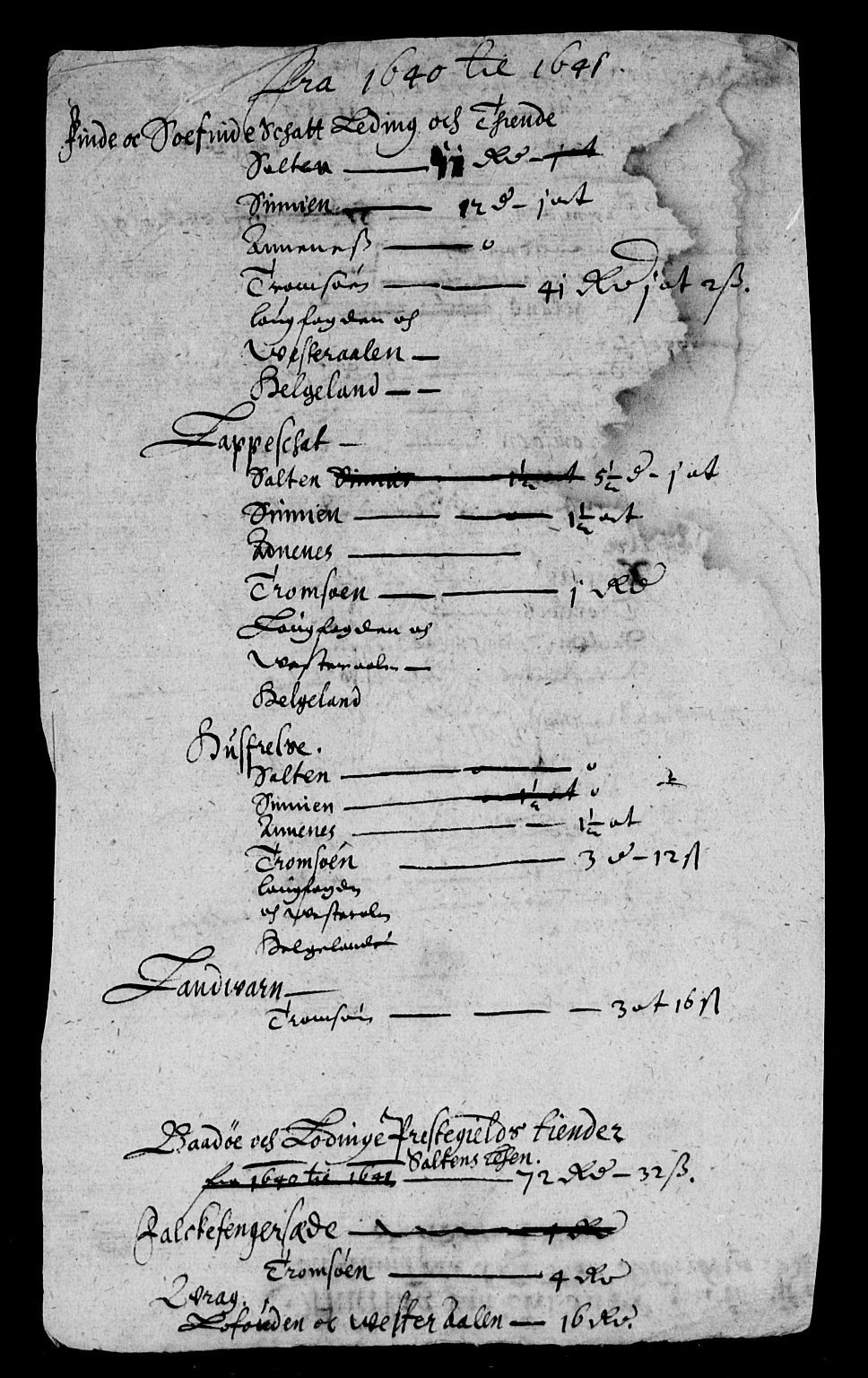 Rentekammeret inntil 1814, Reviderte regnskaper, Lensregnskaper, AV/RA-EA-5023/R/Rb/Rbz/L0028: Nordlandenes len, 1638-1646