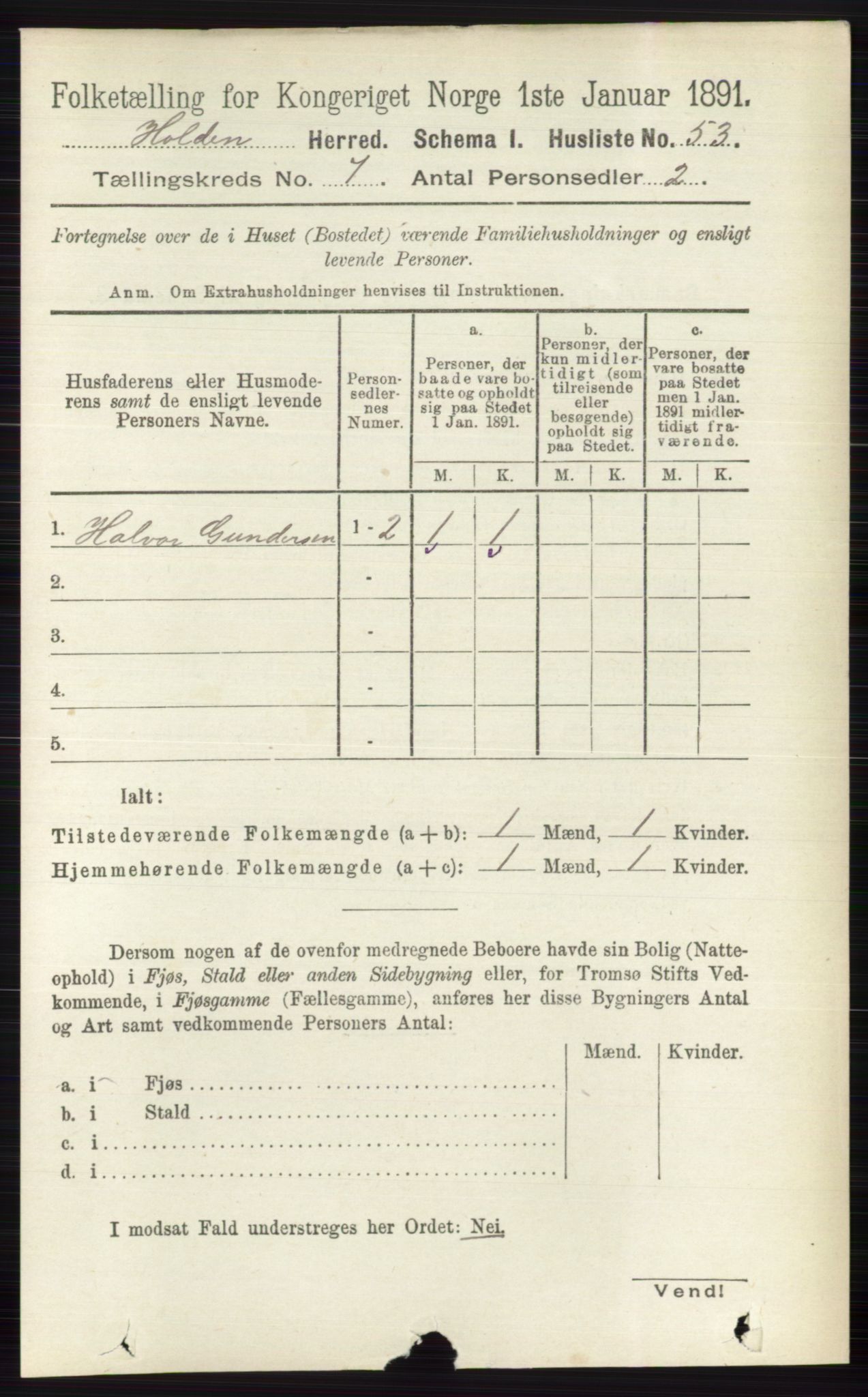 RA, Folketelling 1891 for 0819 Holla herred, 1891, s. 3272