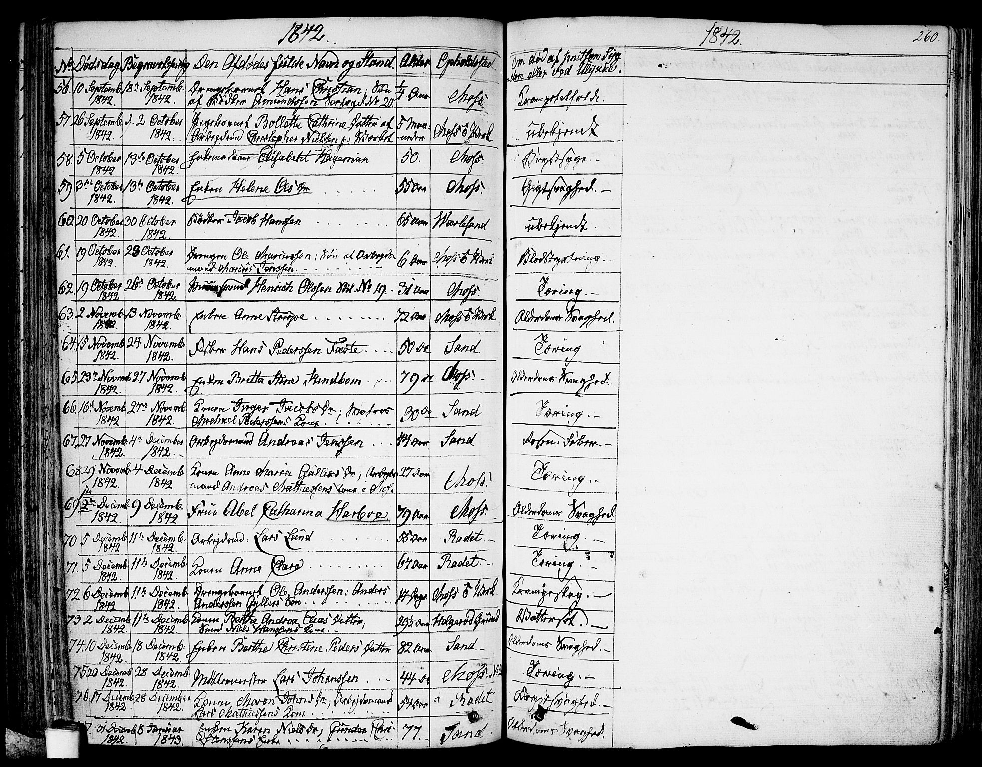 Moss prestekontor Kirkebøker, AV/SAO-A-2003/G/Ga/L0001: Klokkerbok nr. I 1, 1835-1851, s. 260