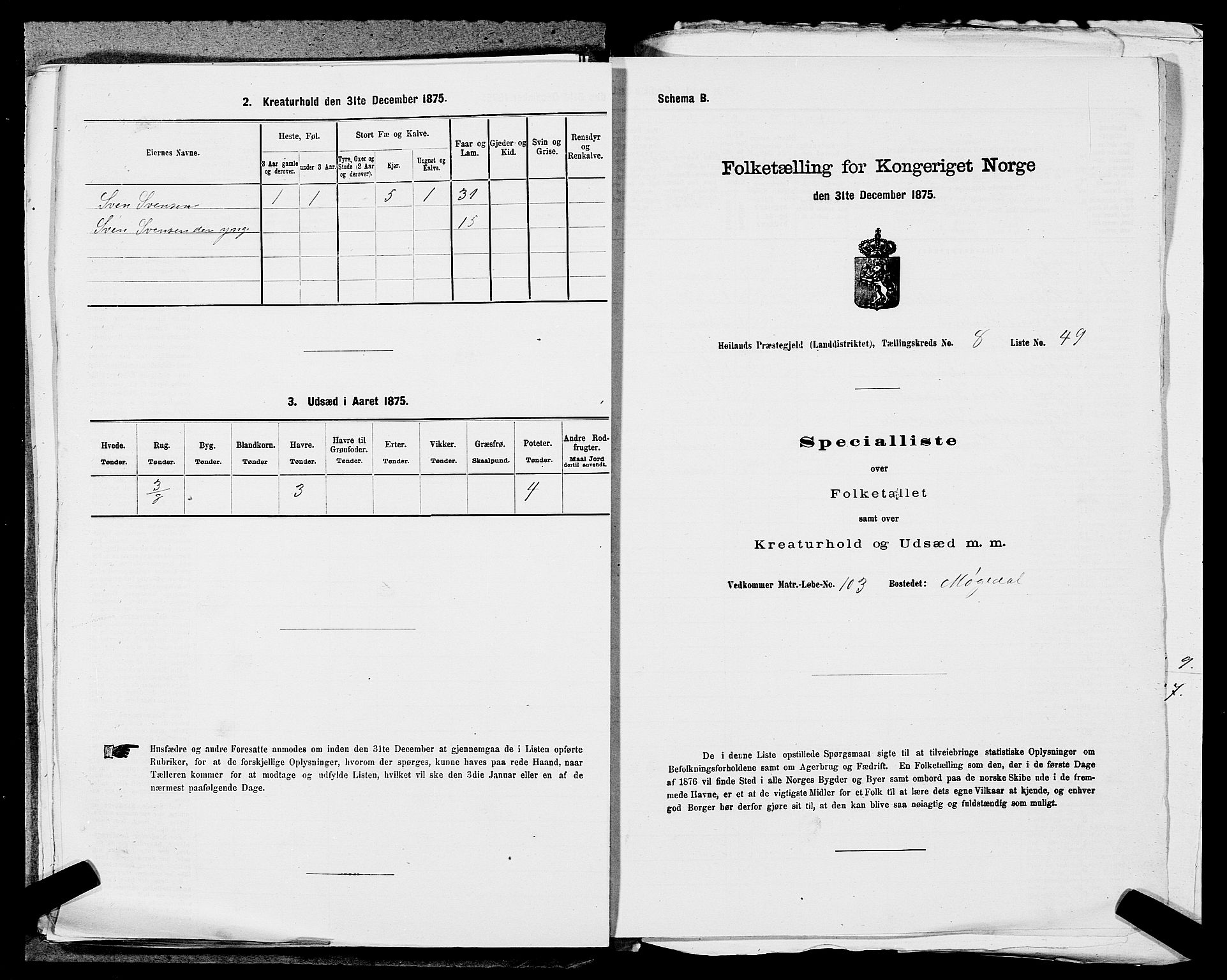 SAST, Folketelling 1875 for 1123L Høyland prestegjeld, Høyland sokn, 1875, s. 1162