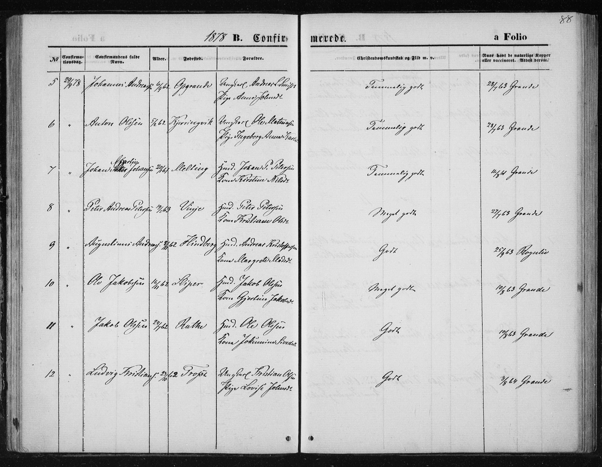 Ministerialprotokoller, klokkerbøker og fødselsregistre - Nord-Trøndelag, AV/SAT-A-1458/733/L0324: Ministerialbok nr. 733A03, 1870-1883, s. 88