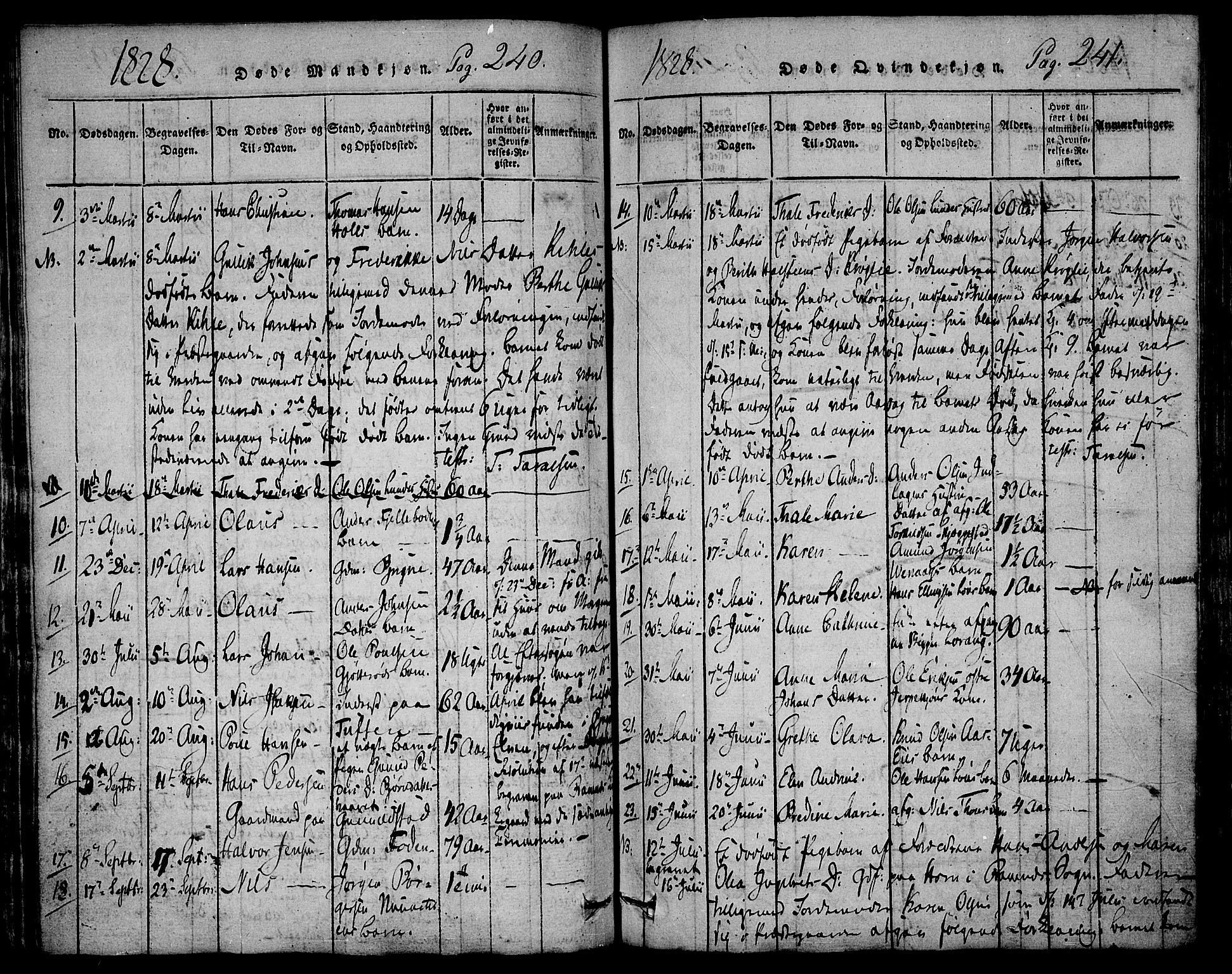 Ramnes kirkebøker, AV/SAKO-A-314/F/Fa/L0004: Ministerialbok nr. I 4, 1813-1840, s. 240-241