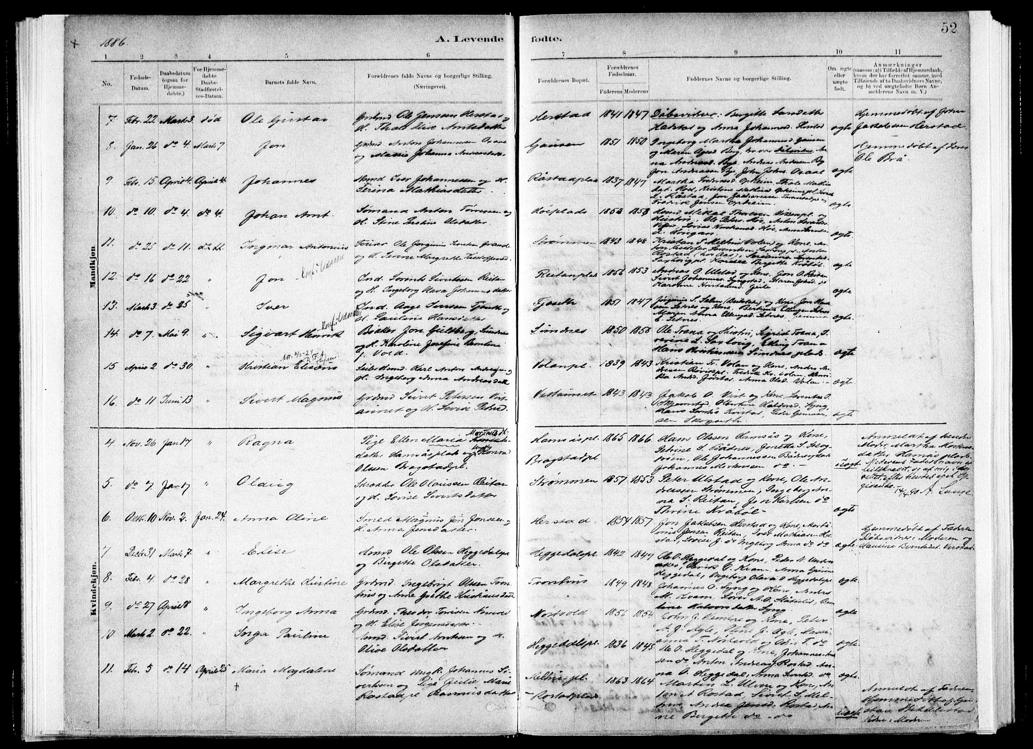 Ministerialprotokoller, klokkerbøker og fødselsregistre - Nord-Trøndelag, SAT/A-1458/730/L0285: Ministerialbok nr. 730A10, 1879-1914, s. 52