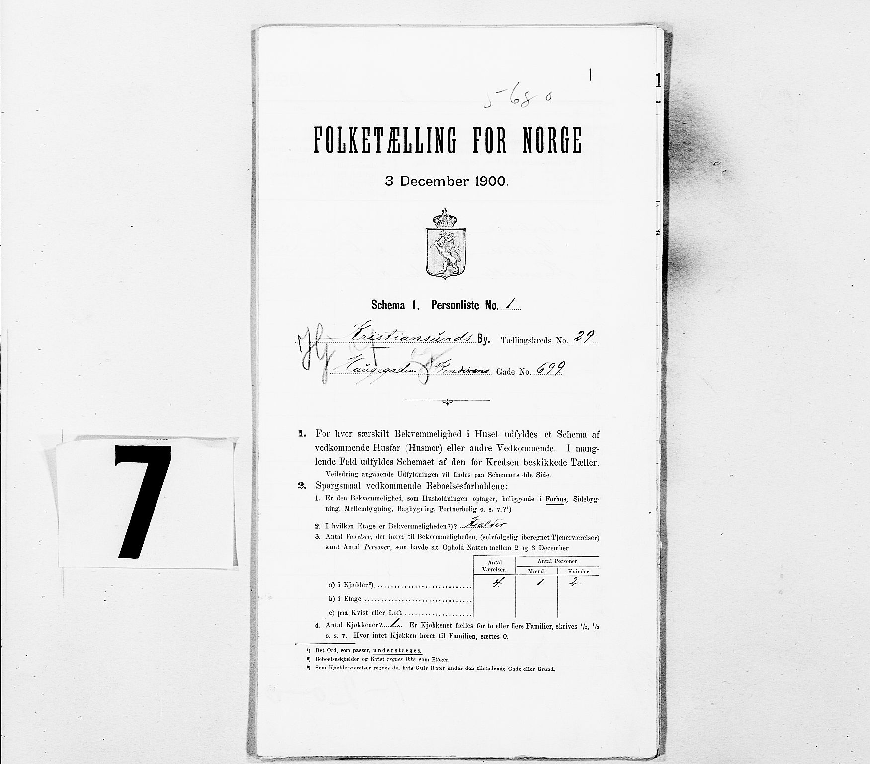 SAT, Folketelling 1900 for 1503 Kristiansund kjøpstad, 1900, s. 2843