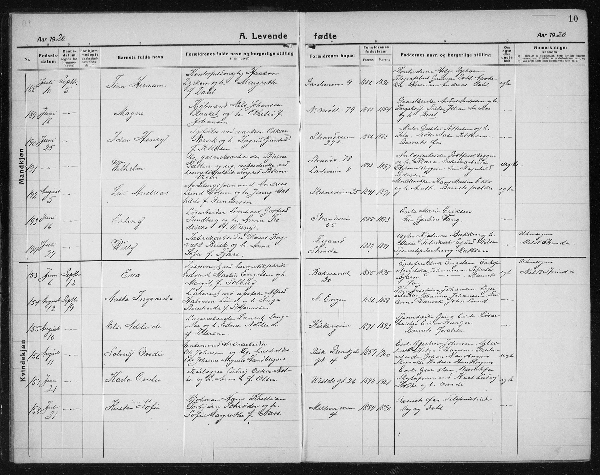 Ministerialprotokoller, klokkerbøker og fødselsregistre - Sør-Trøndelag, AV/SAT-A-1456/605/L0259: Klokkerbok nr. 605C06, 1920-1937, s. 10