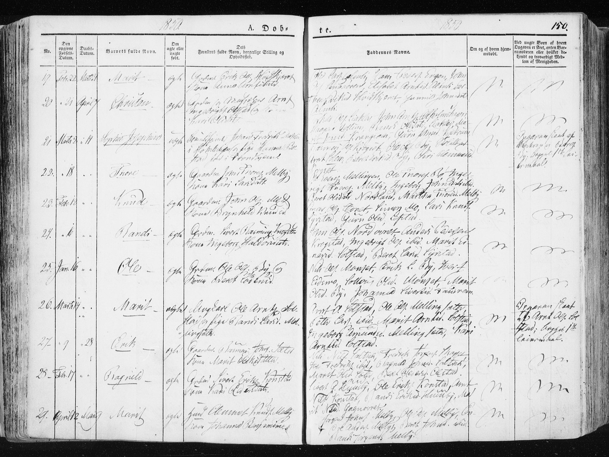 Ministerialprotokoller, klokkerbøker og fødselsregistre - Sør-Trøndelag, SAT/A-1456/665/L0771: Ministerialbok nr. 665A06, 1830-1856, s. 150