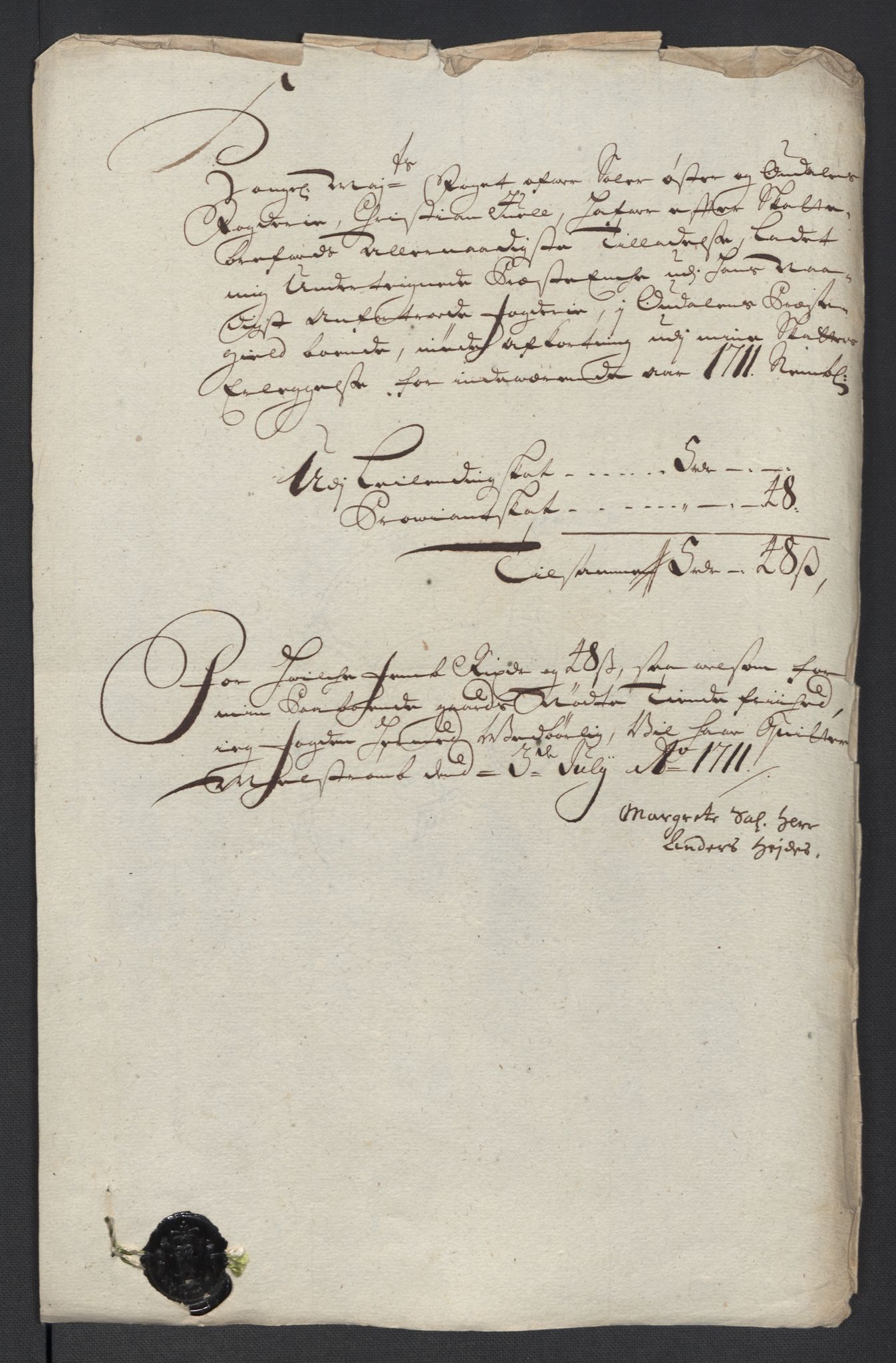 Rentekammeret inntil 1814, Reviderte regnskaper, Fogderegnskap, RA/EA-4092/R13/L0848: Fogderegnskap Solør, Odal og Østerdal, 1711, s. 294