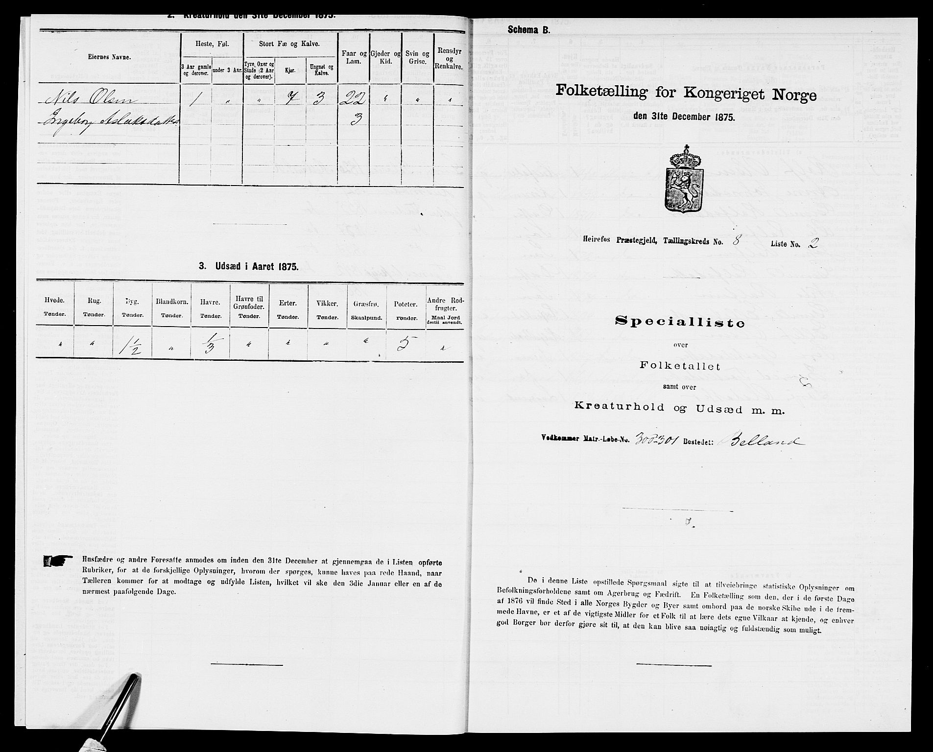 SAK, Folketelling 1875 for 0933P Herefoss prestegjeld, 1875, s. 626