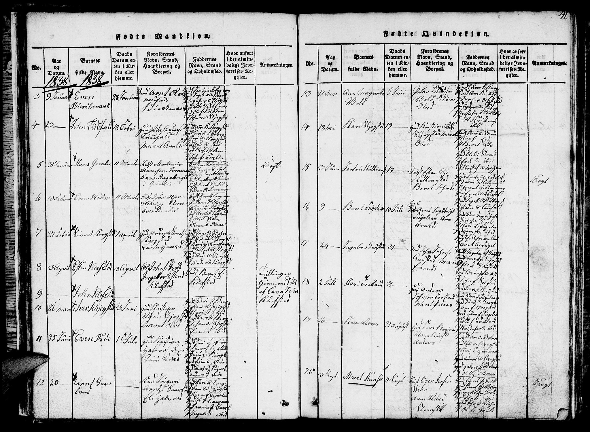 Ministerialprotokoller, klokkerbøker og fødselsregistre - Sør-Trøndelag, SAT/A-1456/694/L1130: Klokkerbok nr. 694C02, 1816-1857, s. 41