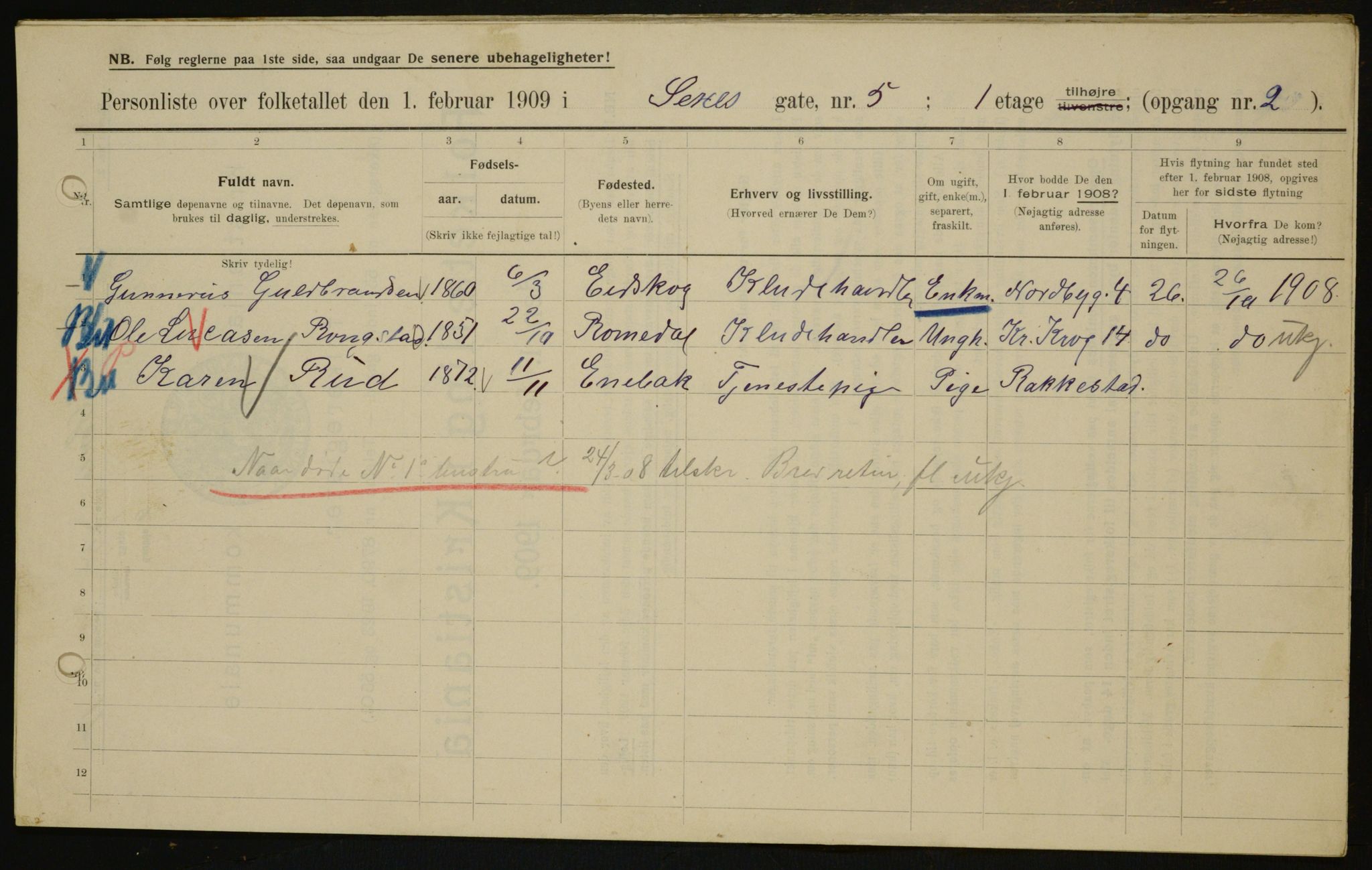 OBA, Kommunal folketelling 1.2.1909 for Kristiania kjøpstad, 1909, s. 85935