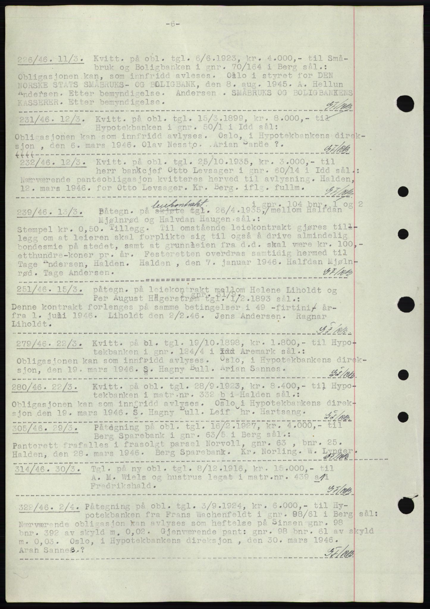 Idd og Marker sorenskriveri, SAO/A-10283/G/Gb/Gbc/L0003: Pantebok nr. B4-9b, 1946-1946, Tingl.dato: 11.03.1946