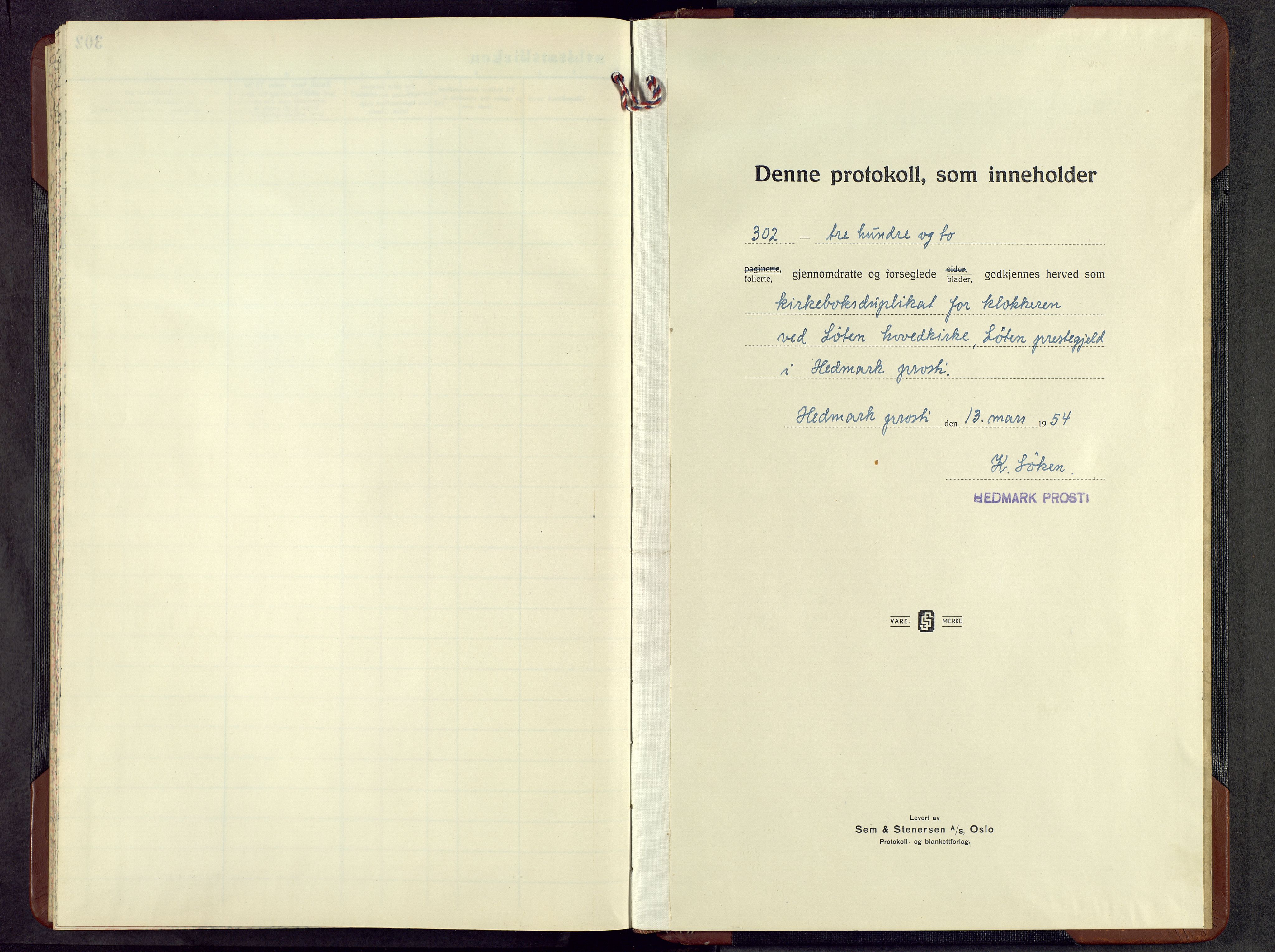 Løten prestekontor, AV/SAH-PREST-022/L/La/L0012: Klokkerbok nr. 12, 1954-1957