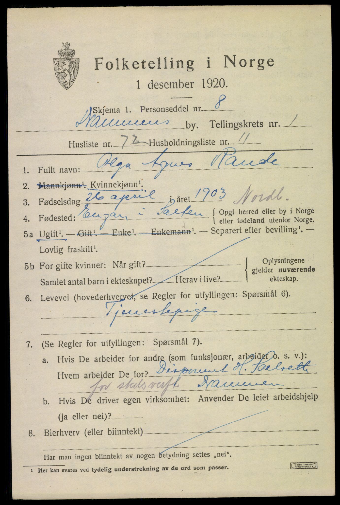 SAKO, Folketelling 1920 for 0602 Drammen kjøpstad, 1920, s. 67755