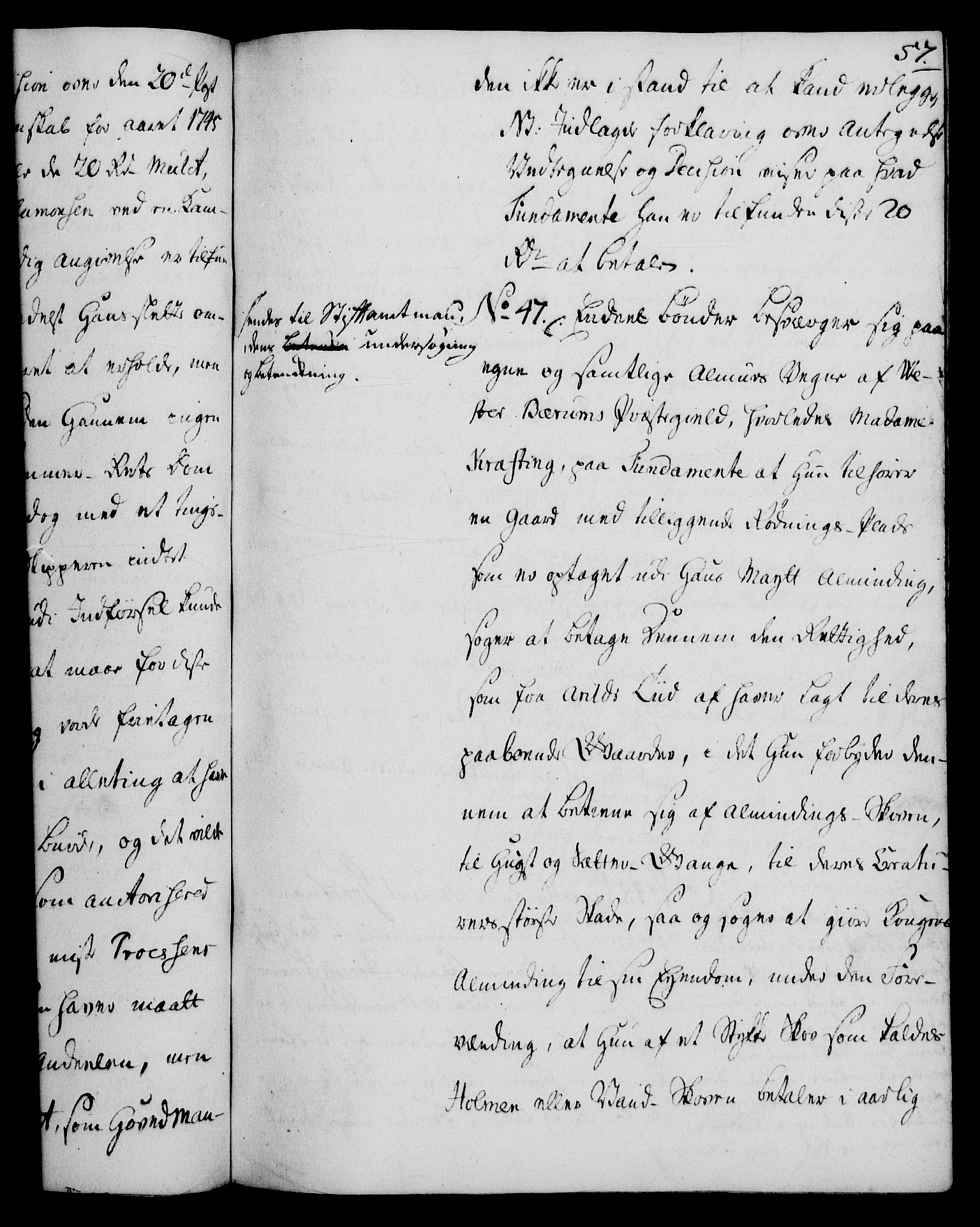 Rentekammeret, Kammerkanselliet, AV/RA-EA-3111/G/Gh/Gha/L0028: Norsk ekstraktmemorialprotokoll (merket RK 53.73), 1746-1748, s. 57
