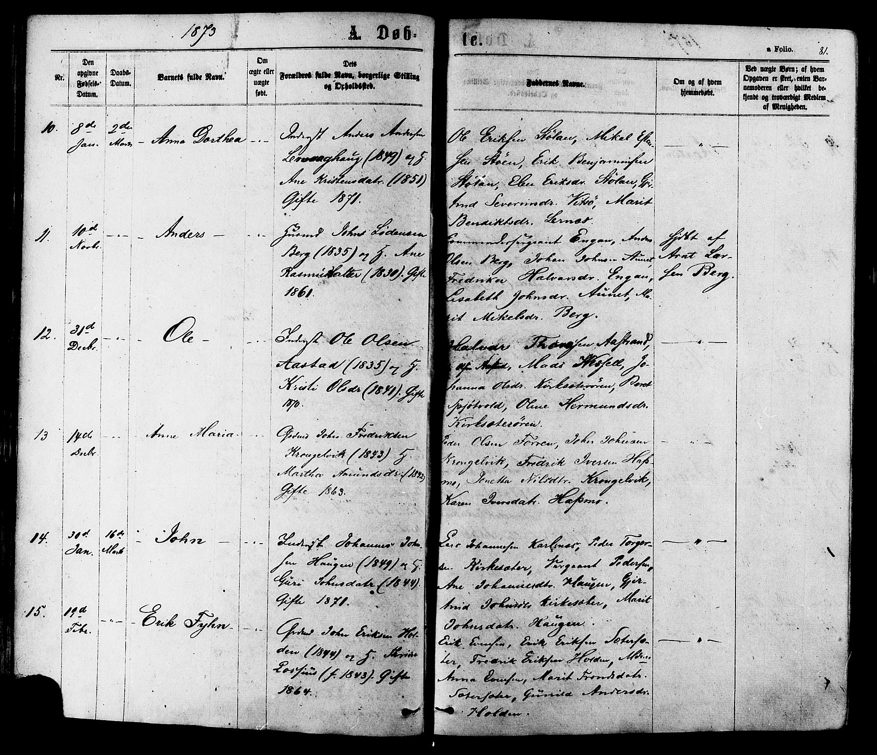 Ministerialprotokoller, klokkerbøker og fødselsregistre - Sør-Trøndelag, AV/SAT-A-1456/630/L0495: Ministerialbok nr. 630A08, 1868-1878, s. 81